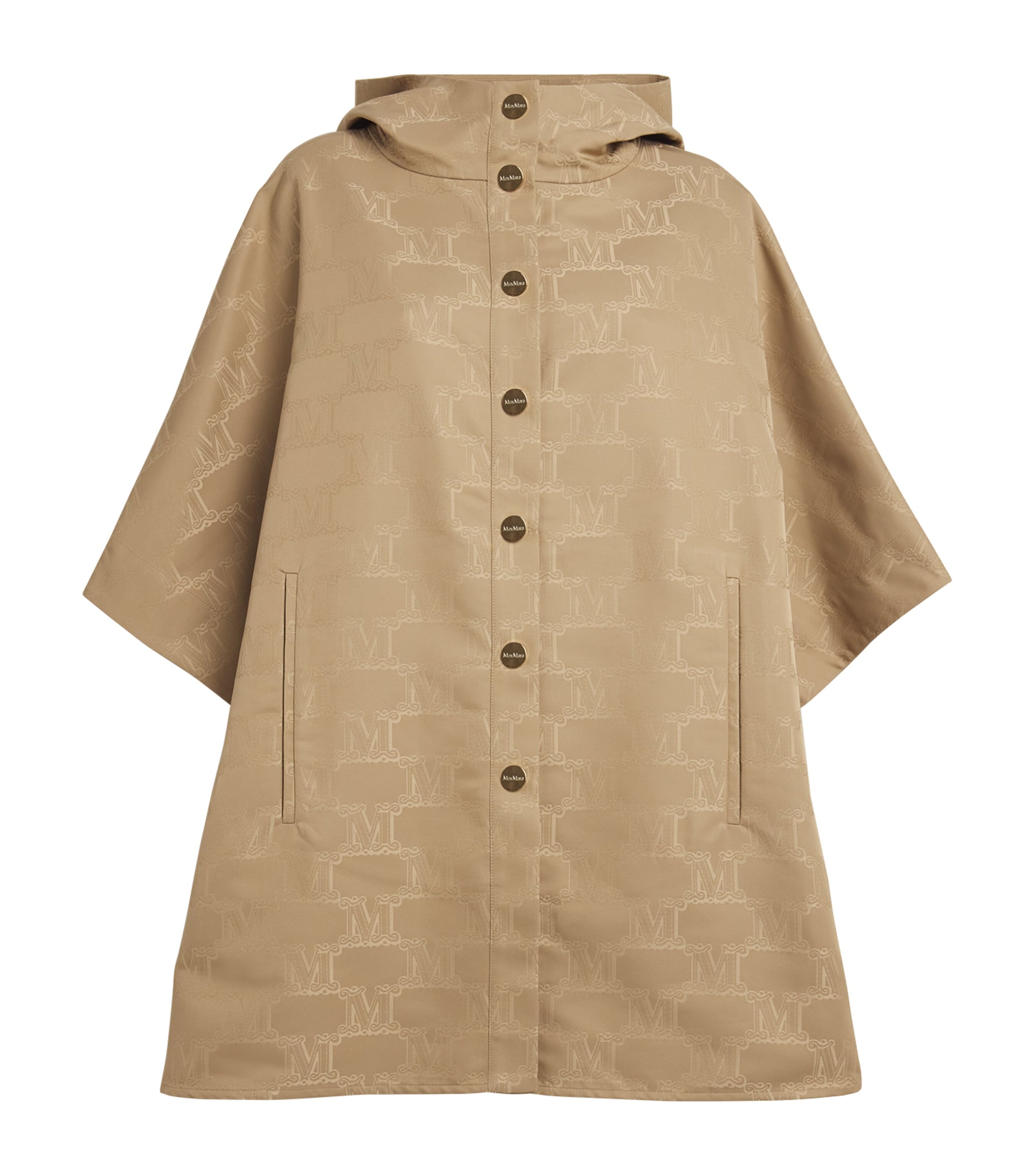 Max Mara Monogram Cape Poncho In Brown