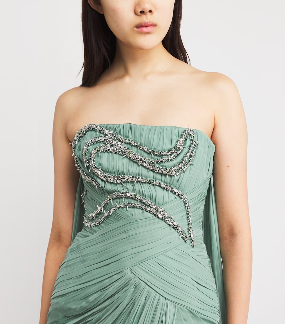 Embellished Off-The-Shoulder Gown MS0010 GREEN/SILVER Image 4