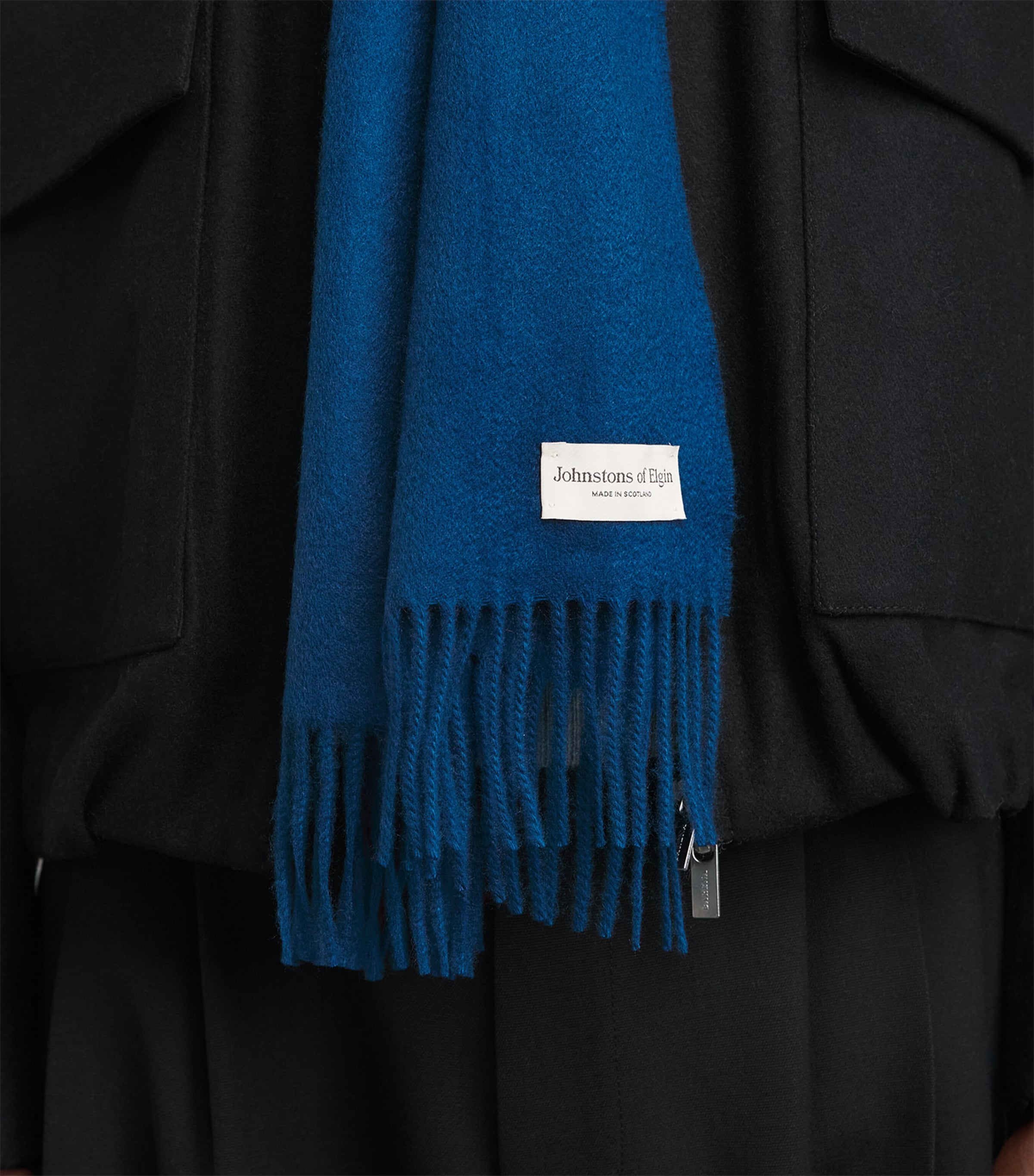 Johnstons Of Elgin Natural Cashmere Scarf Petrol Image 3