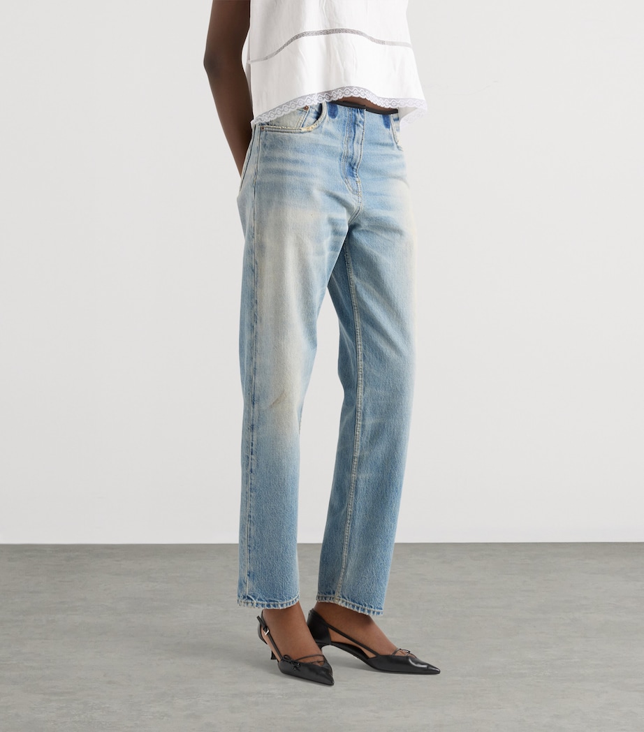 Prada Womens Washed Slim Jeans Blue Image 3