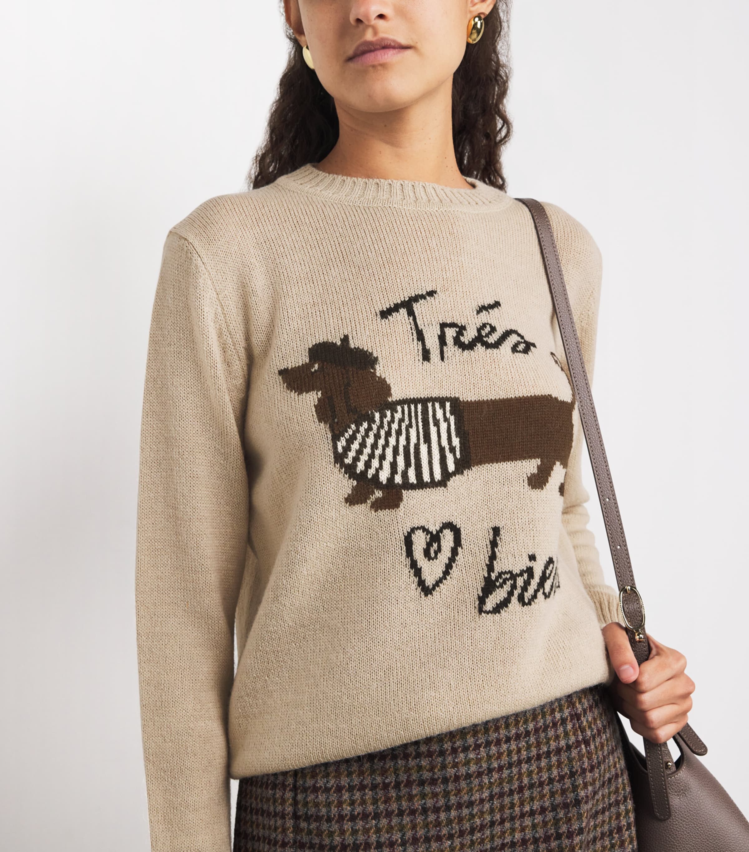 Weekend Max Mara Beige Jacquard Dog Sweater | Harrods US