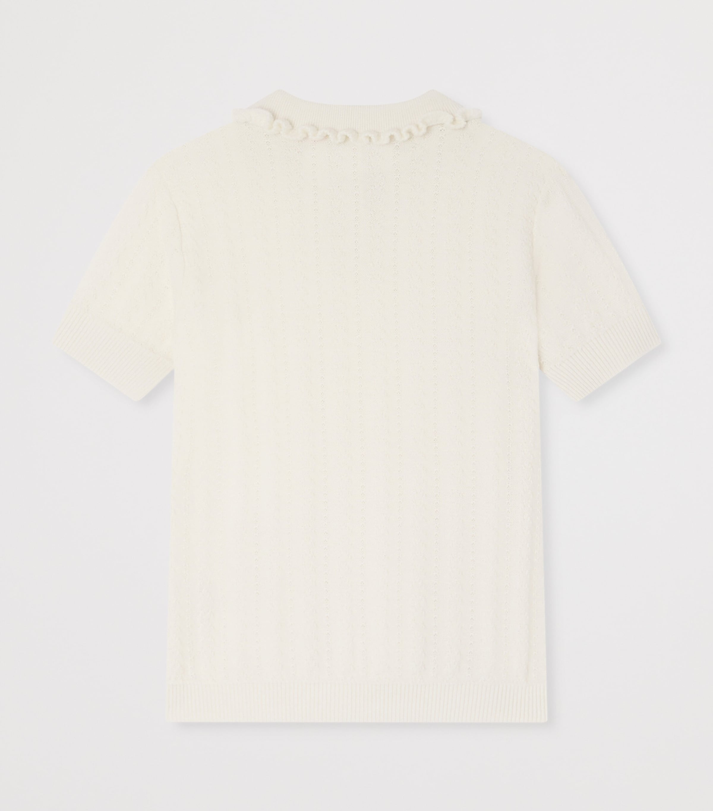 Cotton Pointelle Polo Top (10-14 Years) ECRU Image 2