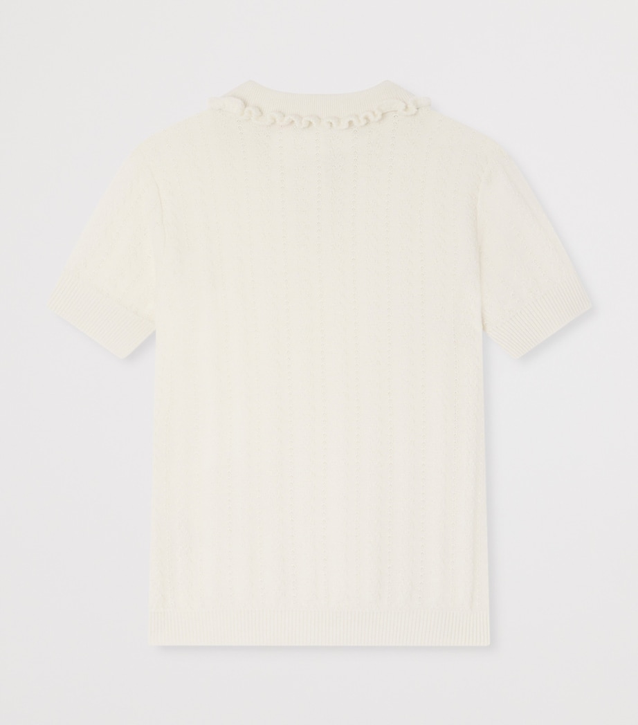 Cotton Pointelle Polo Top (10-14 Years) ECRU Image 2