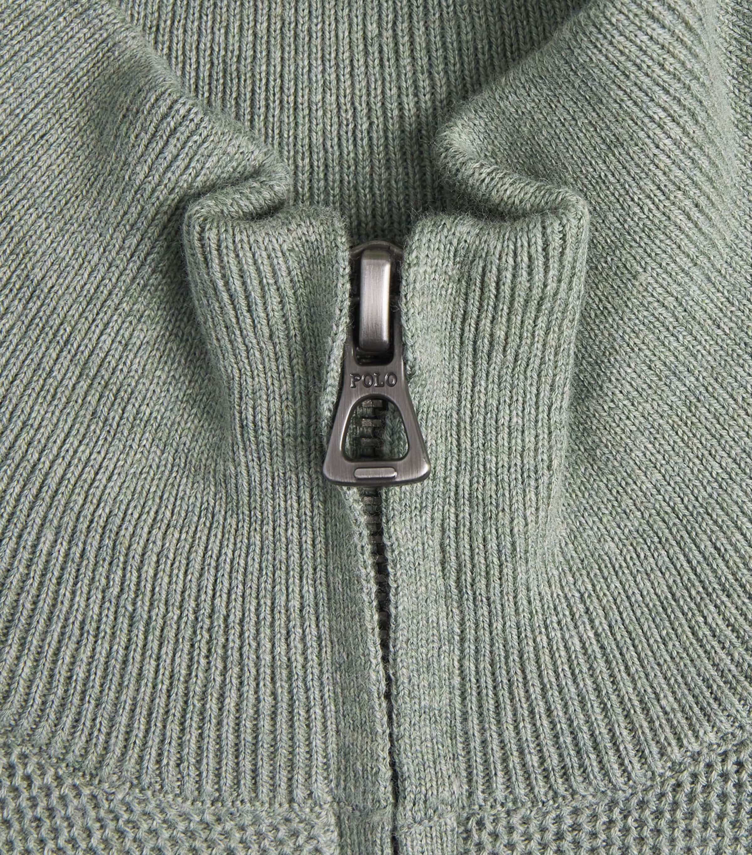 Polo Ralph Lauren Mens Cotton Half-Zip Sweater Fern Green Heather Image 6