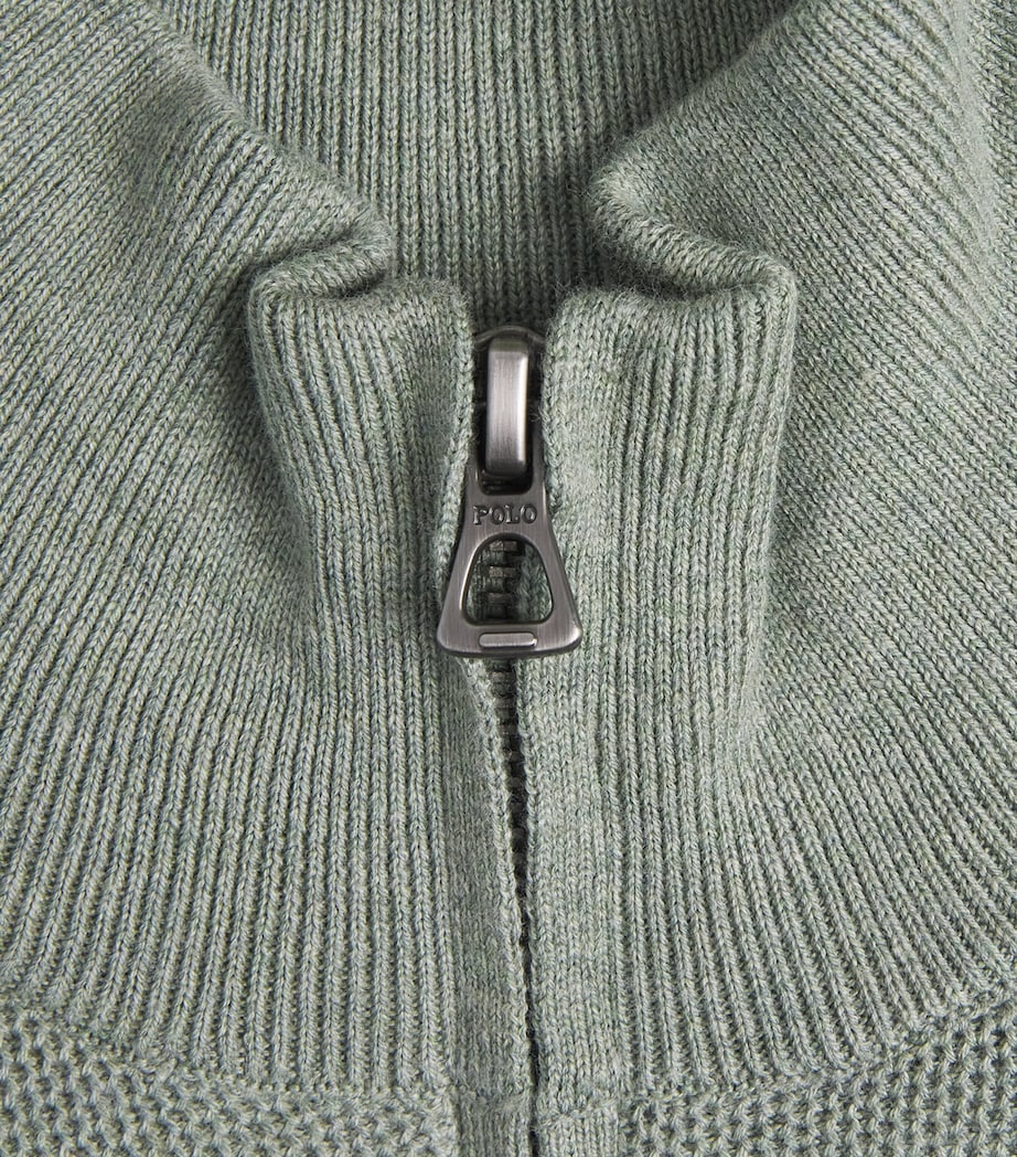 Polo Ralph Lauren Mens Cotton Half-Zip Sweater Fern Green Heather Image 6
