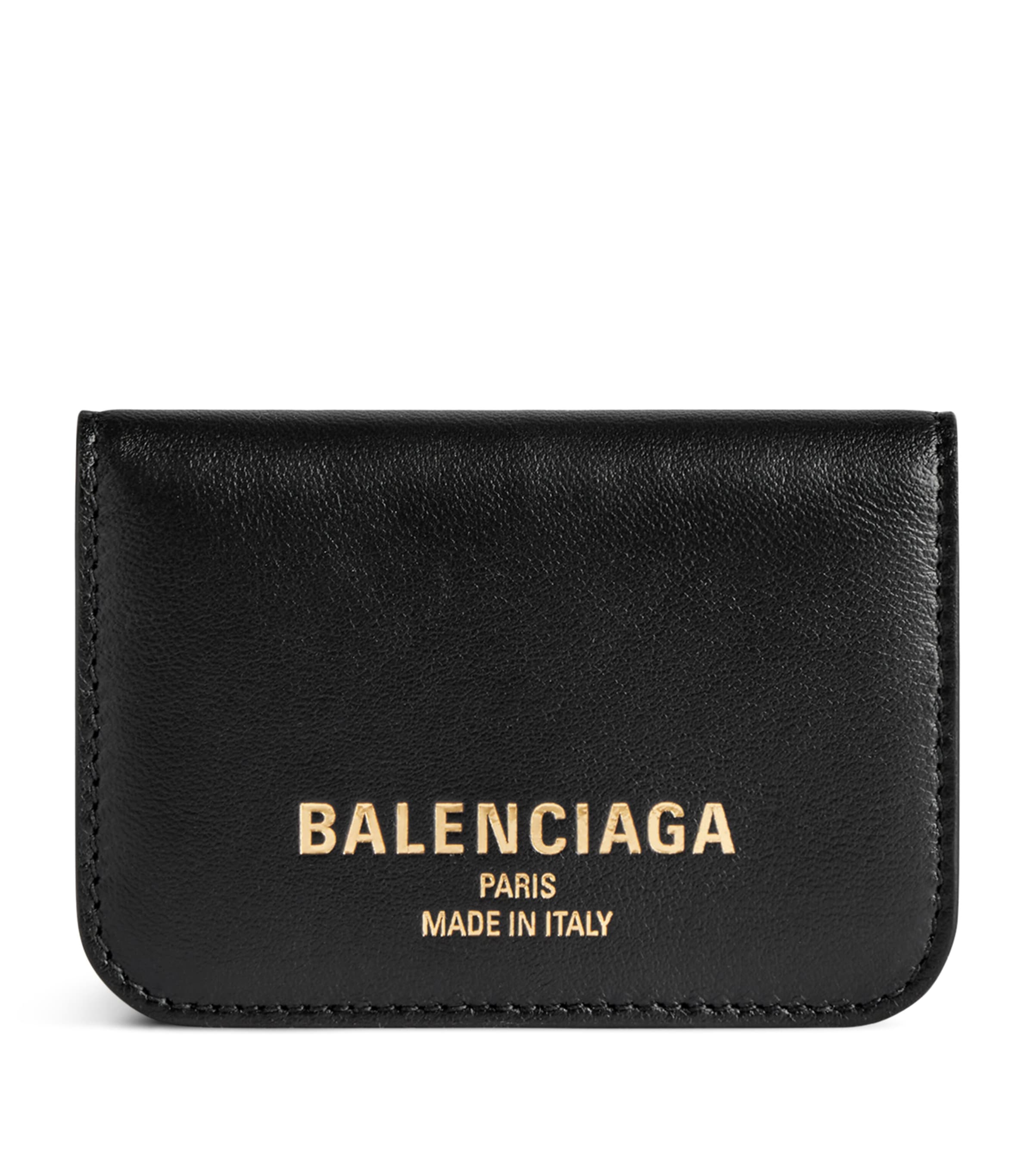 Balenciaga Mini Leather Cash 2.0 Trifold Wallet In Black