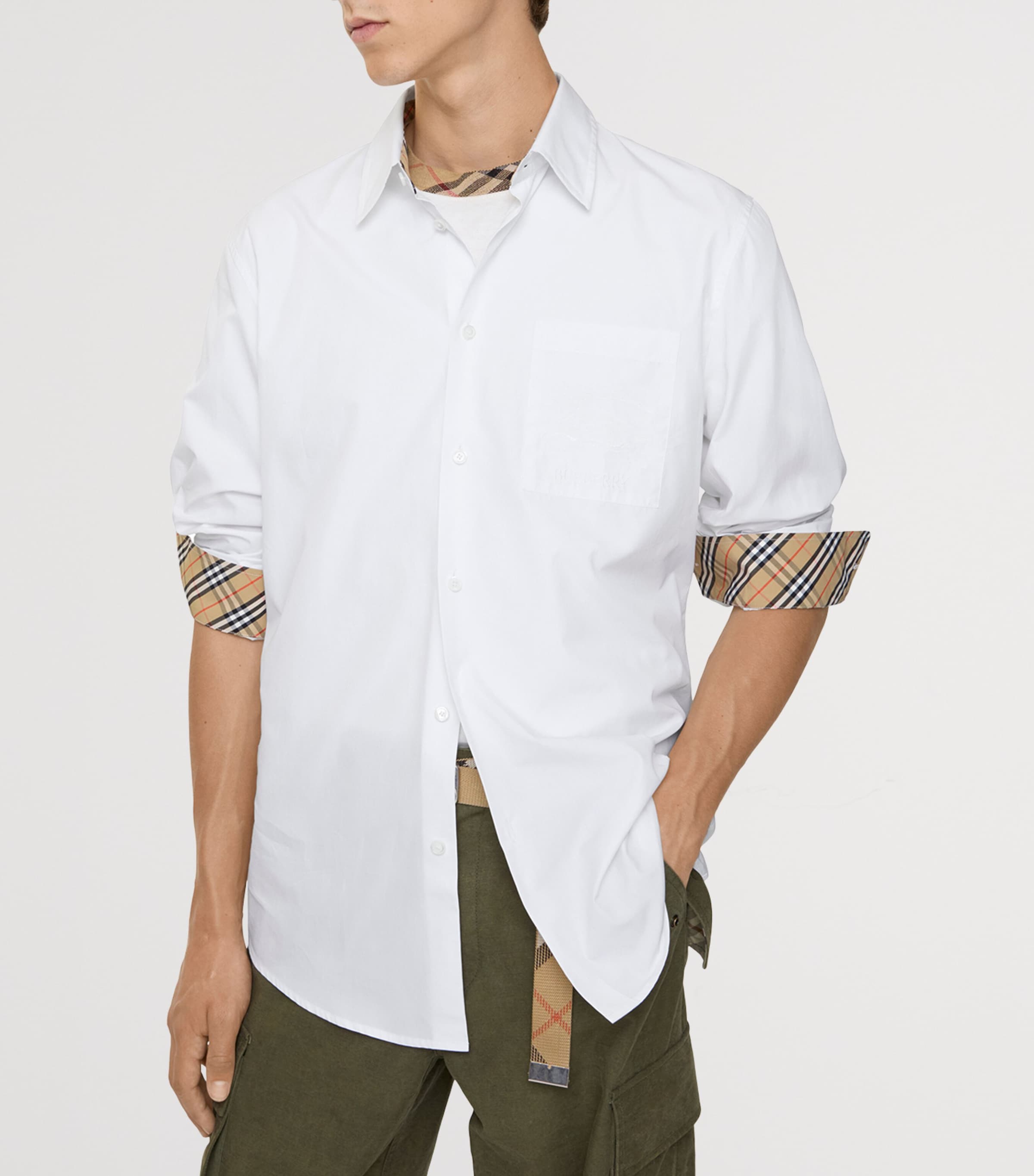 Cotton Poplin Logo Shirt OPTIC WHITE Image 3
