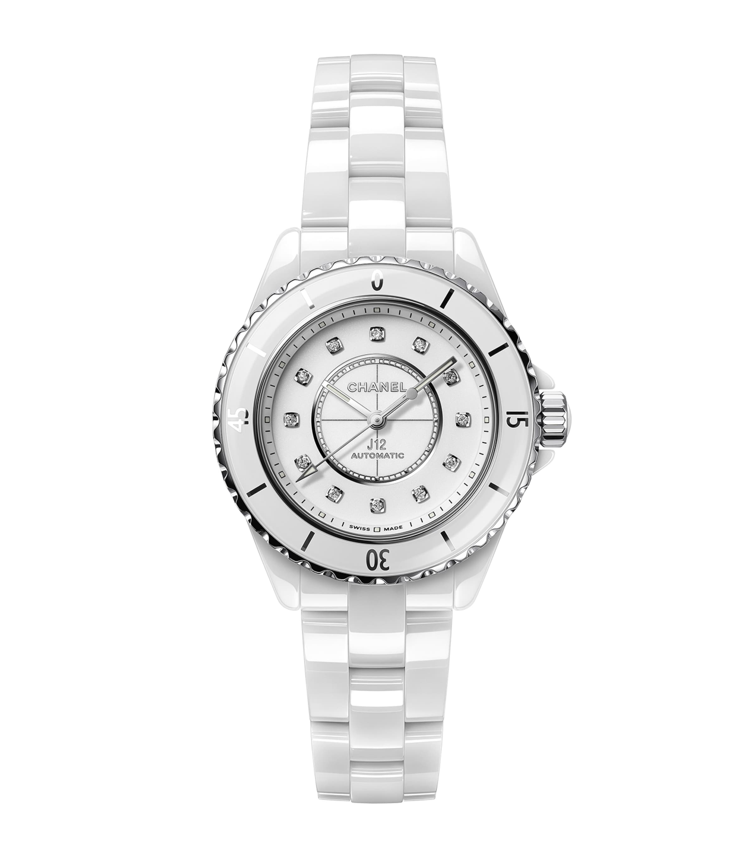 Ceramic, Steel and Diamond J12 Calibre 12.2 Watch 33mm WHITE Image 1