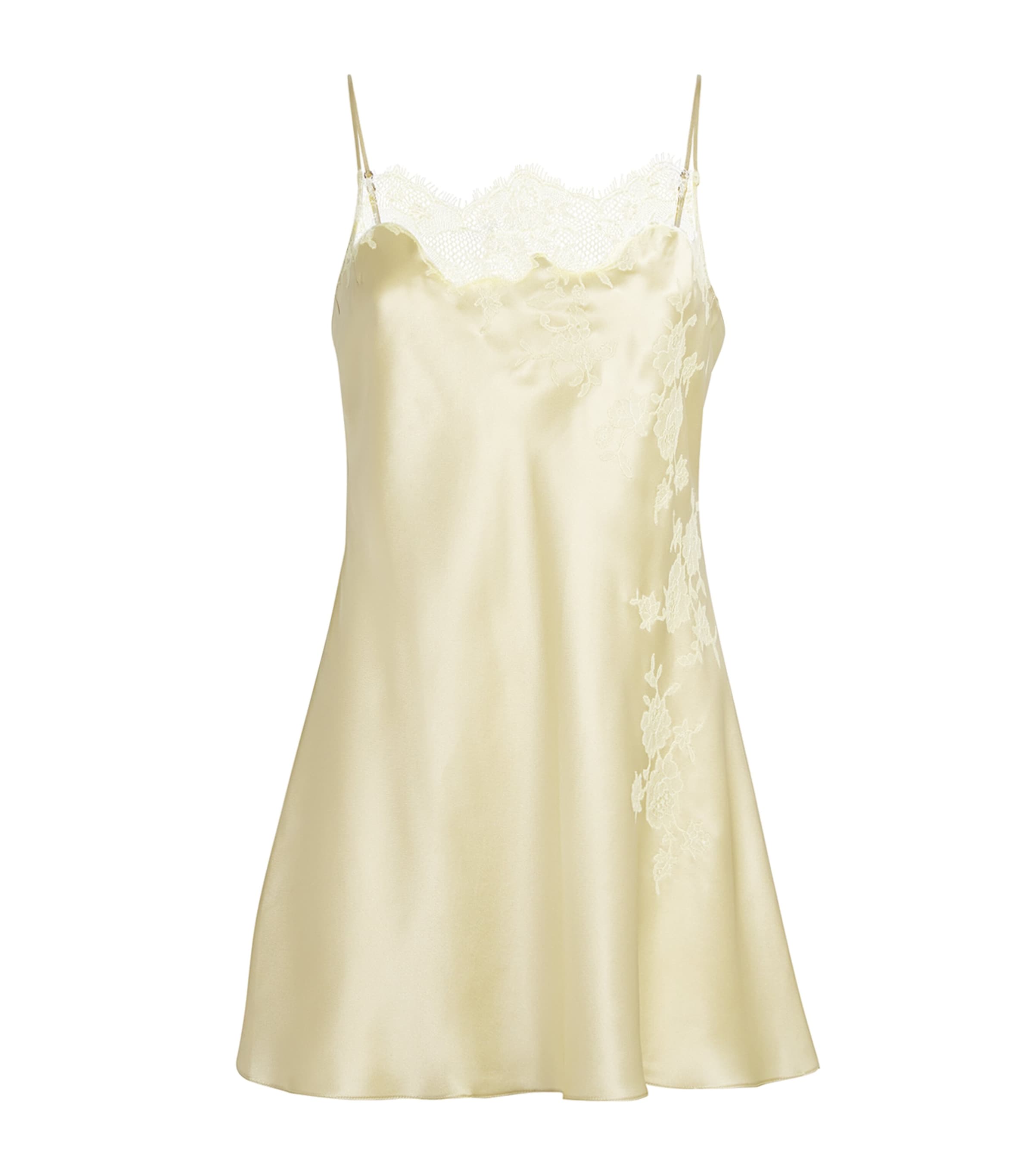 Carine Gilson Womens Silk-Lace Louise Slip Dress Lime / Citron Image 1
