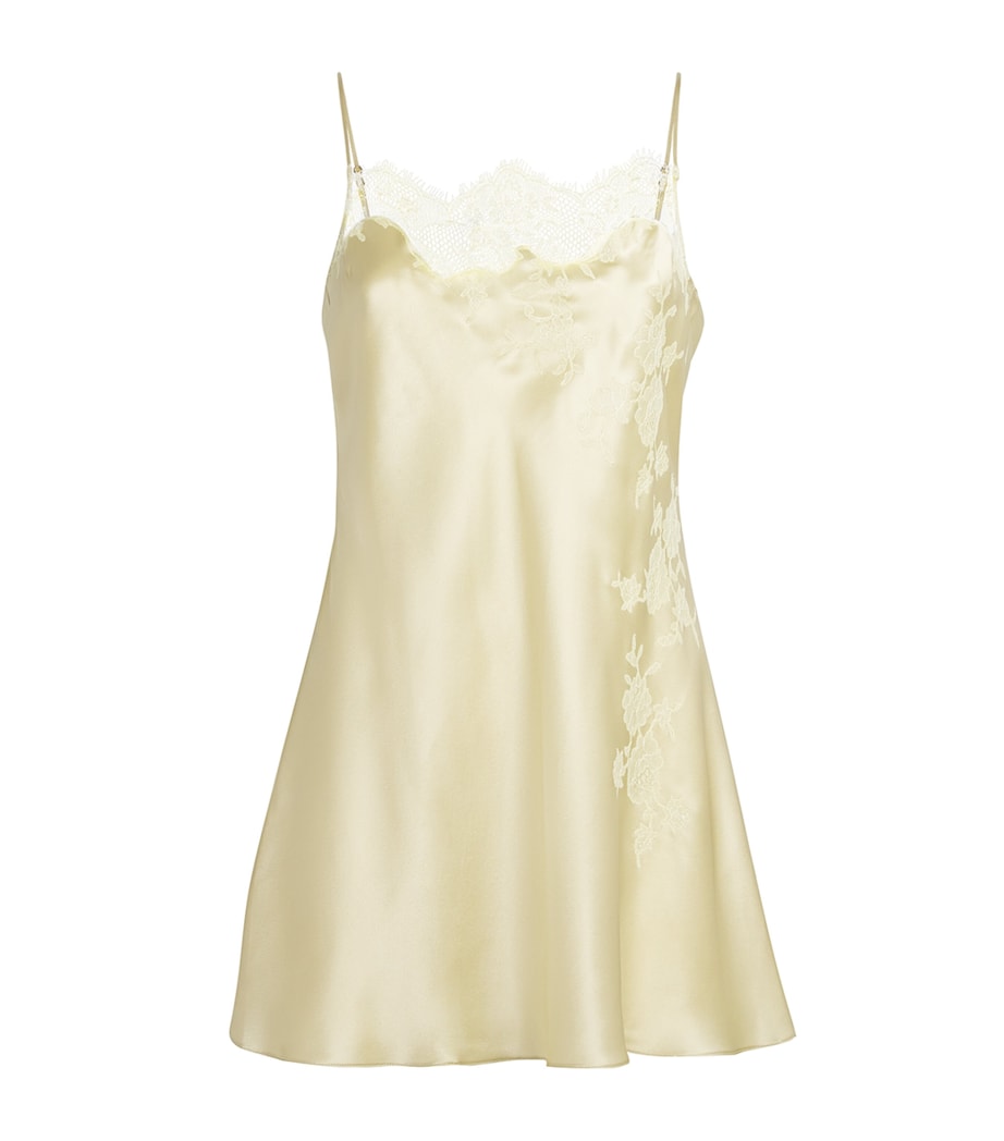 Carine Gilson Womens Silk-Lace Louise Slip Dress Lime / Citron Image 1