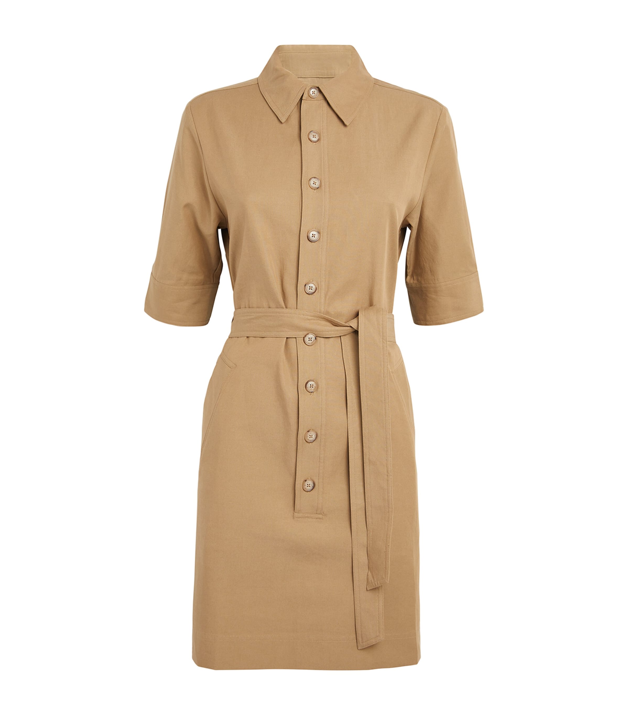 Frame Cotton-blend Trench Dress In Green