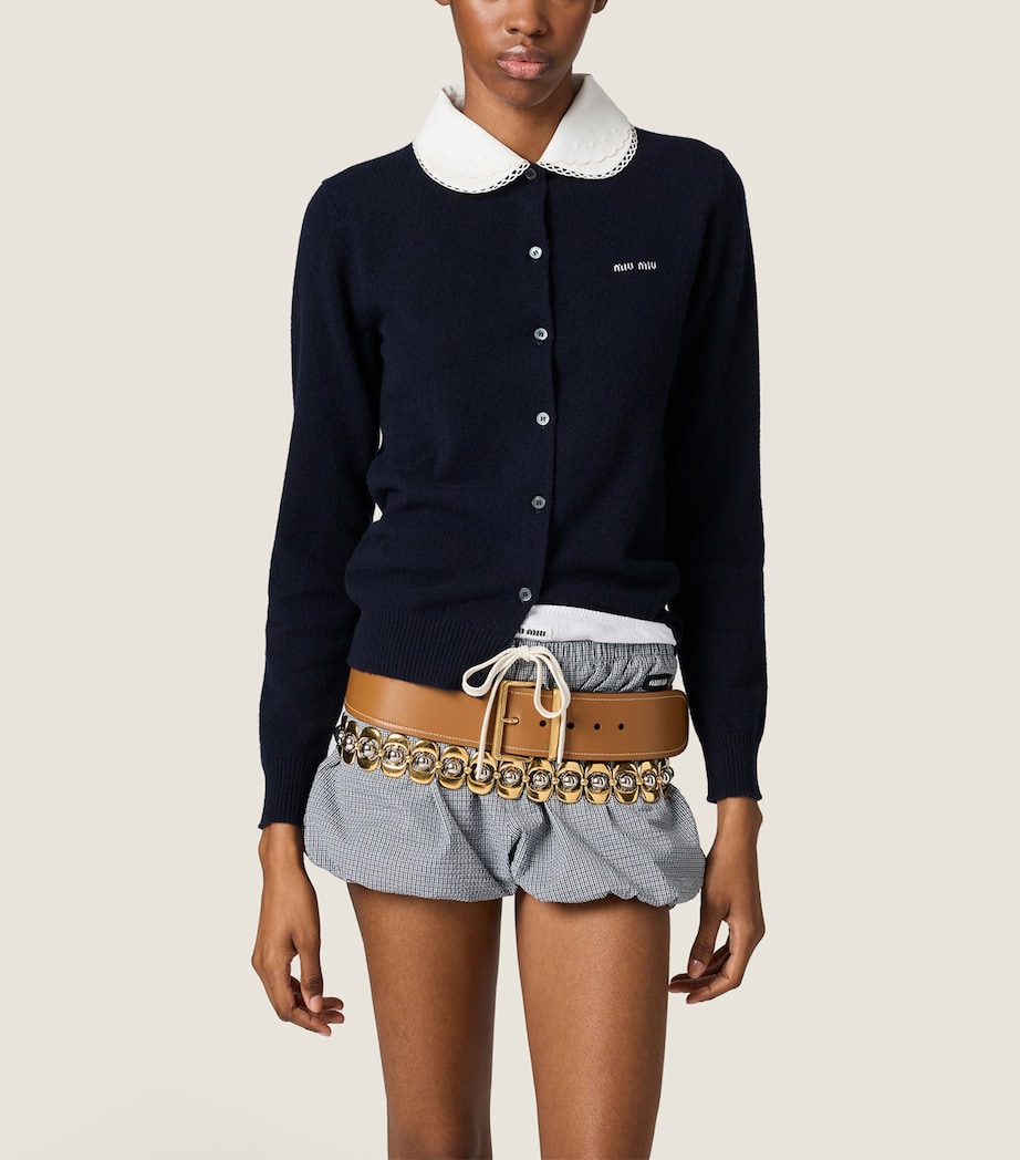 Miu Miu Womens Cashmere Logo Cardigan Image 2