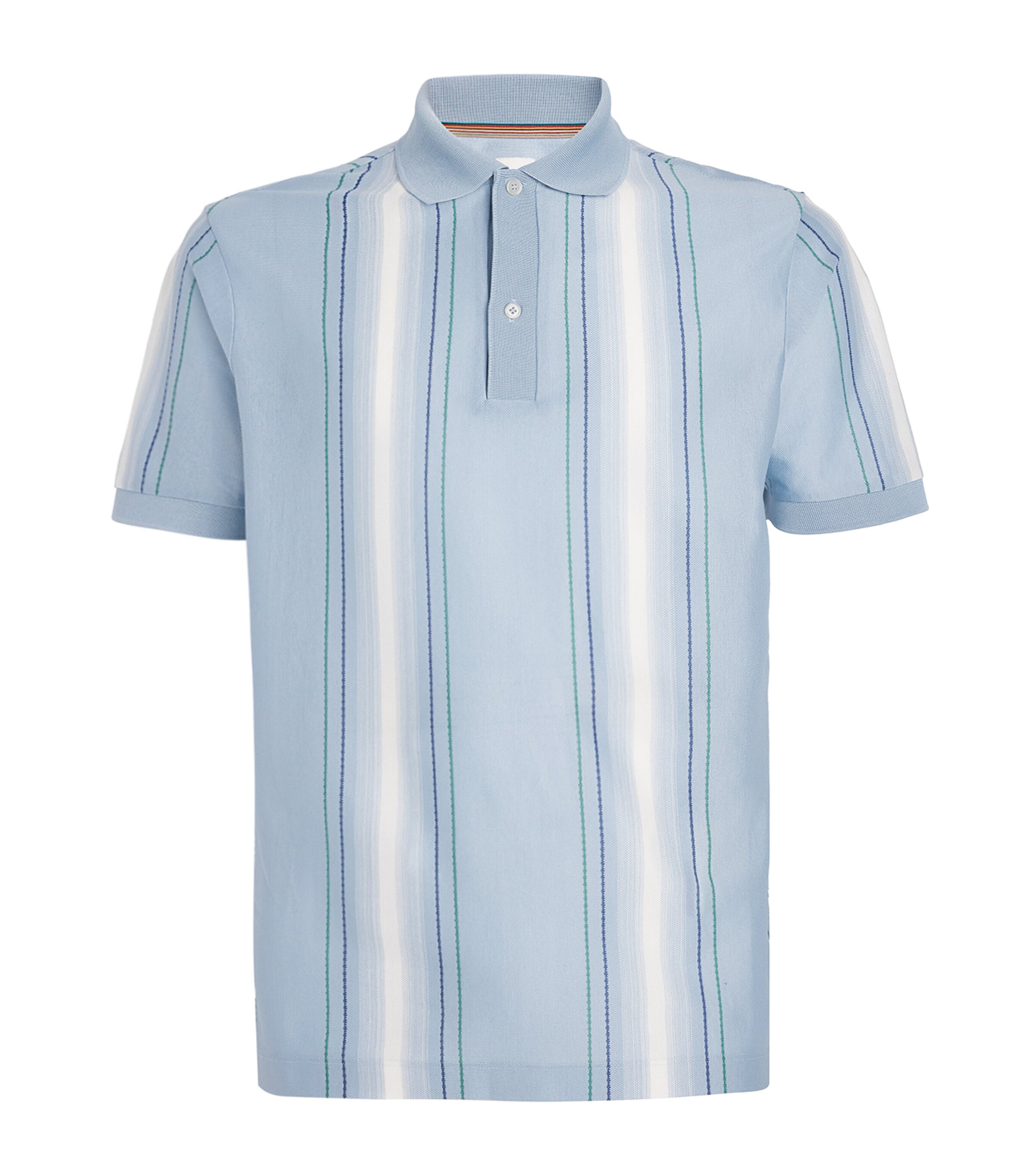 Paul Smith Mens Cotton Stripe Polo Shirt Blue Image 1