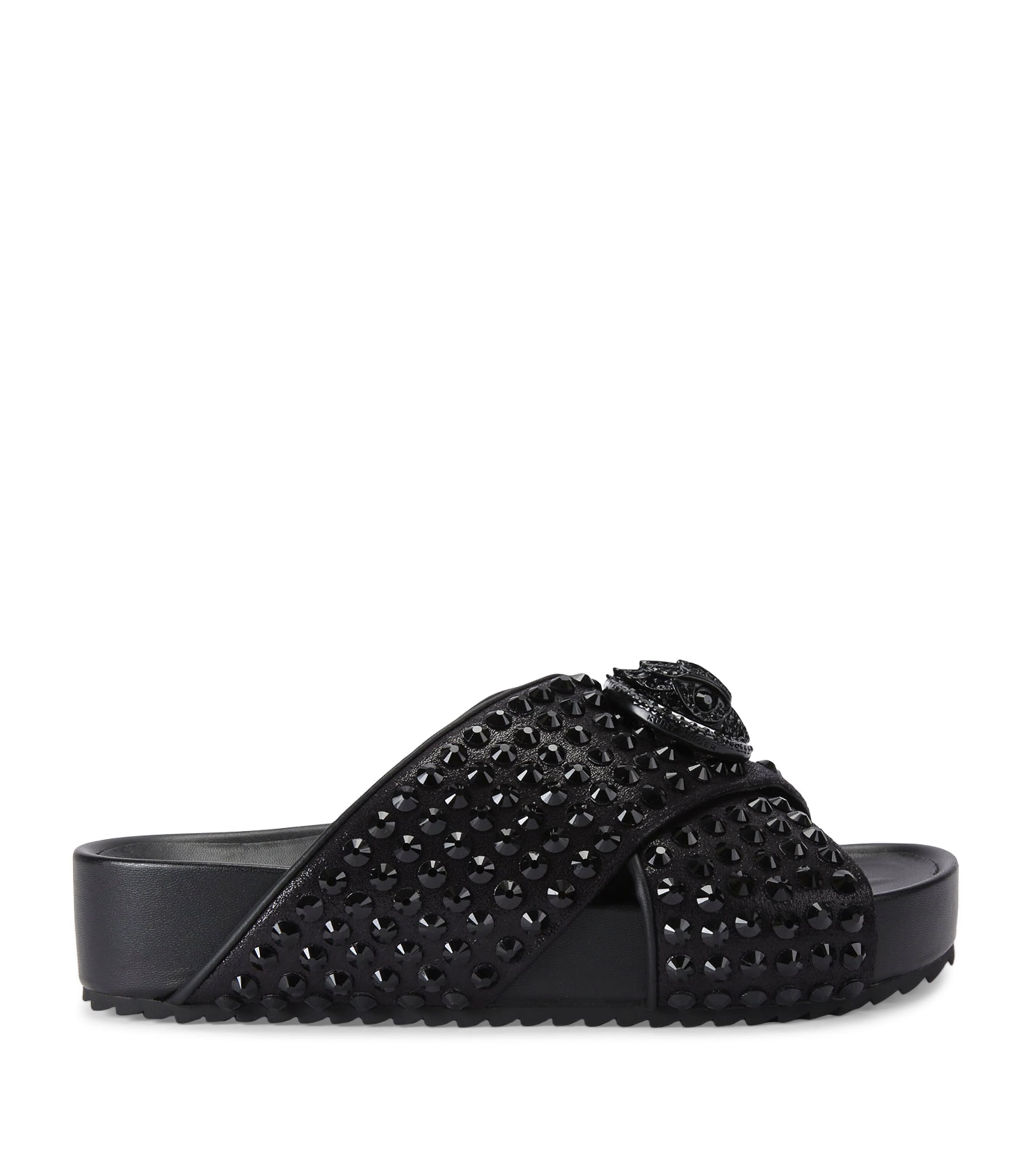 Kurt Geiger London Chelsea Cross-Strap Slides | Women Shoes | Sandals | Flat Sandals | Sliders | Designers | Kurt Geiger London