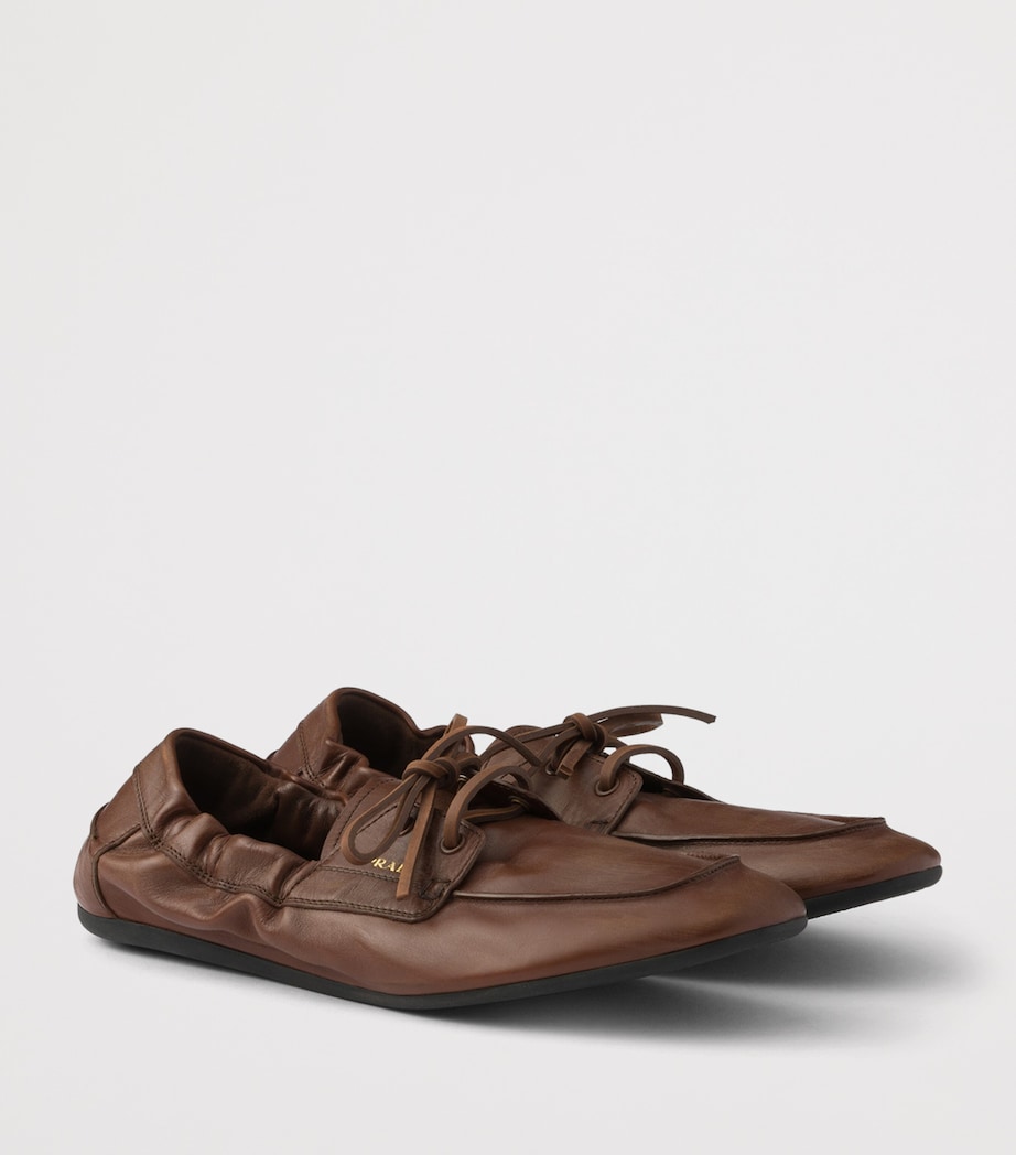 Prada Antiqued Leather Shuffle Loafers Brown Image 2