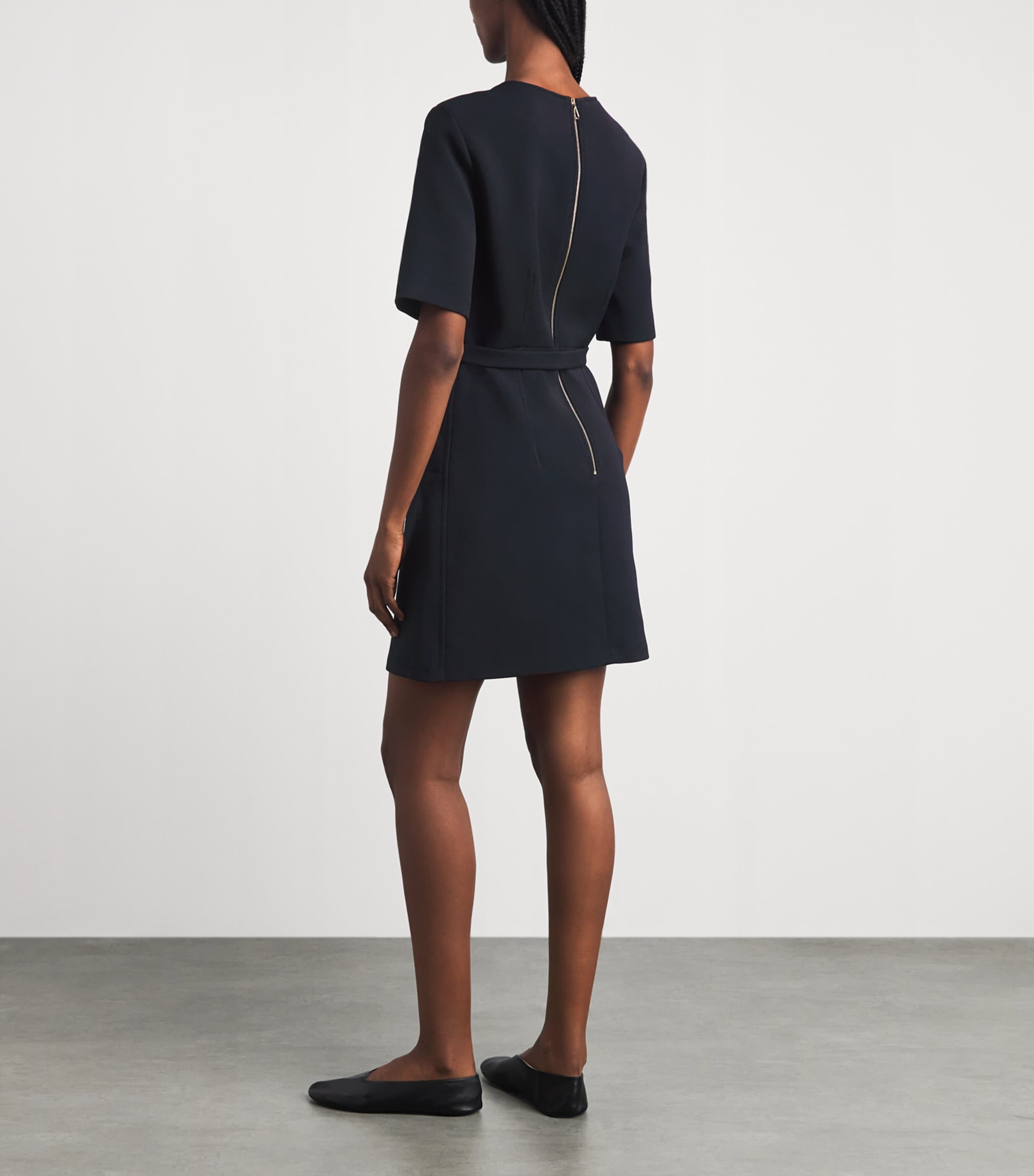 Sandro Paris Womens Belted Mini Dress Navy Blue Image 4
