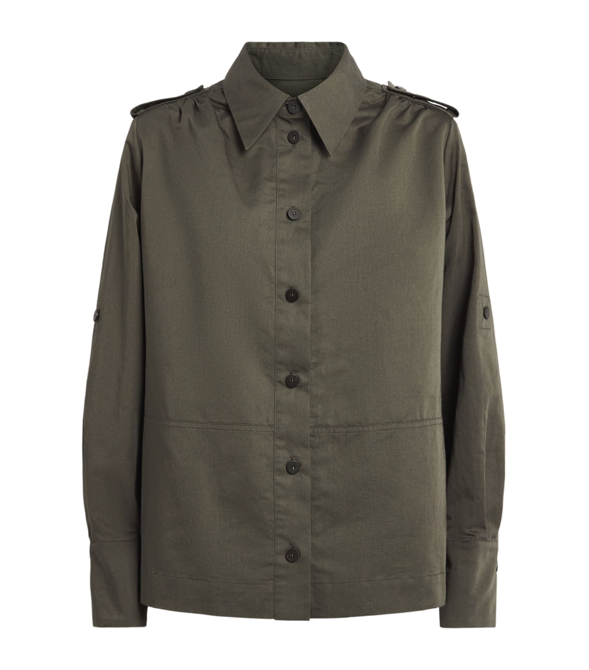Joseph Womens Cotton-Linen Mars Shirt Palm Leaf Image 1