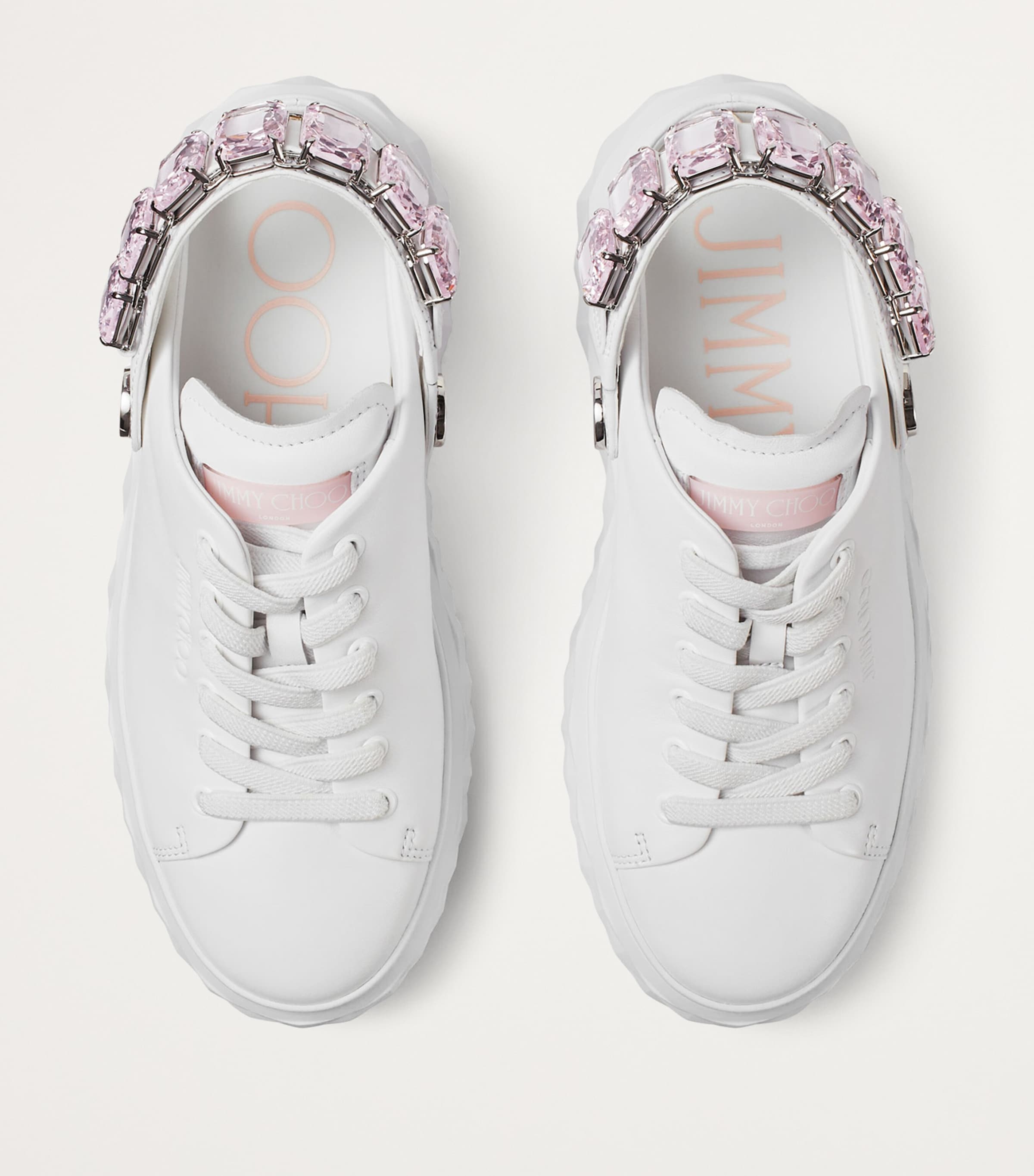 Jimmy Choo Diamond Maxi Leather Slingback Sneakers V White/powder Pink Image 3