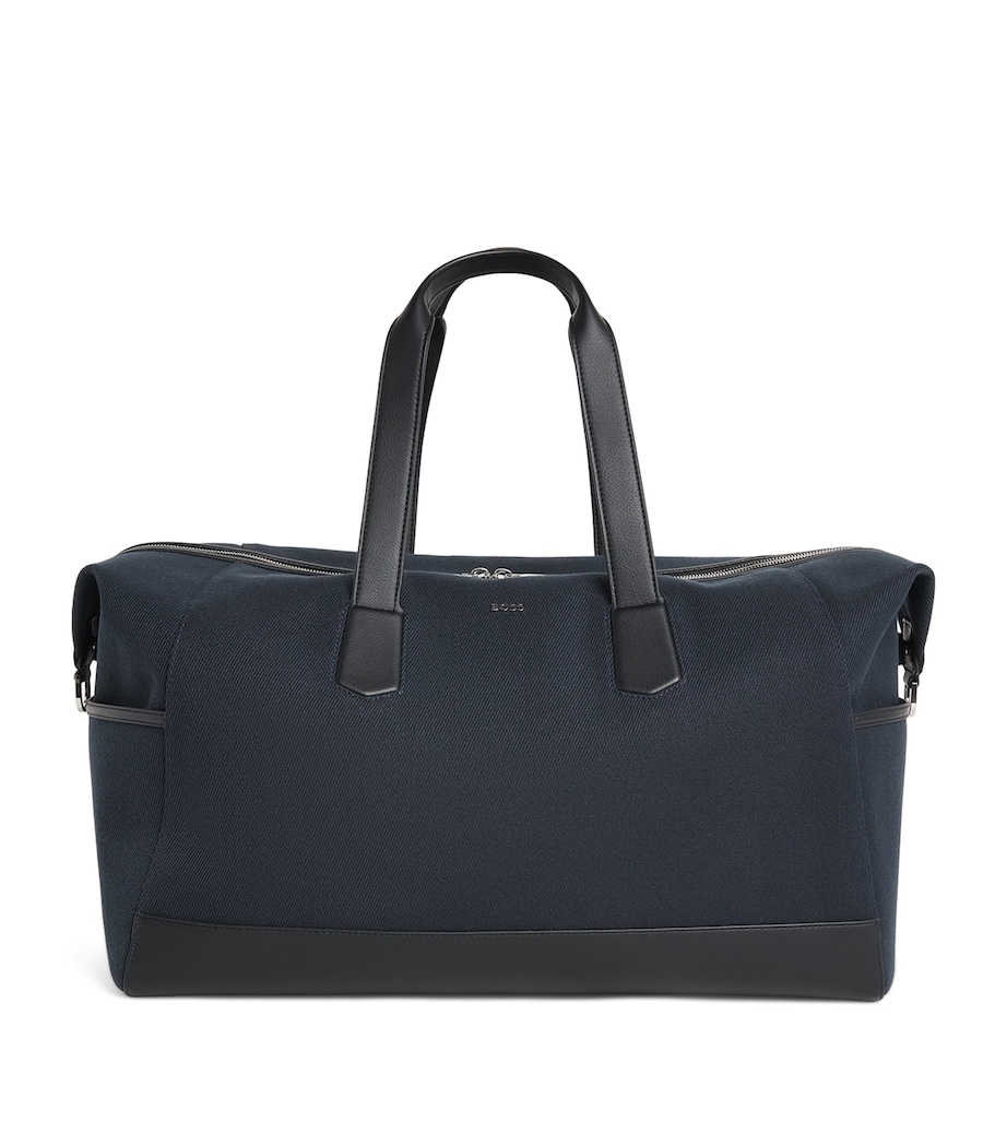 BOSS Faux Leather-Trim Holdall Dark Blue Image 1