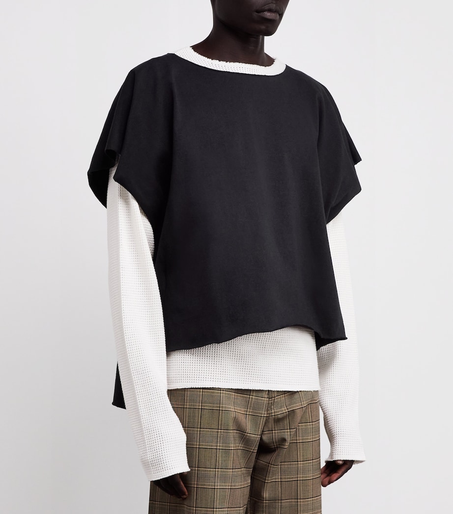 Double-Layer Distressed T-Shirt BLACK/SALT WHITE Image 3