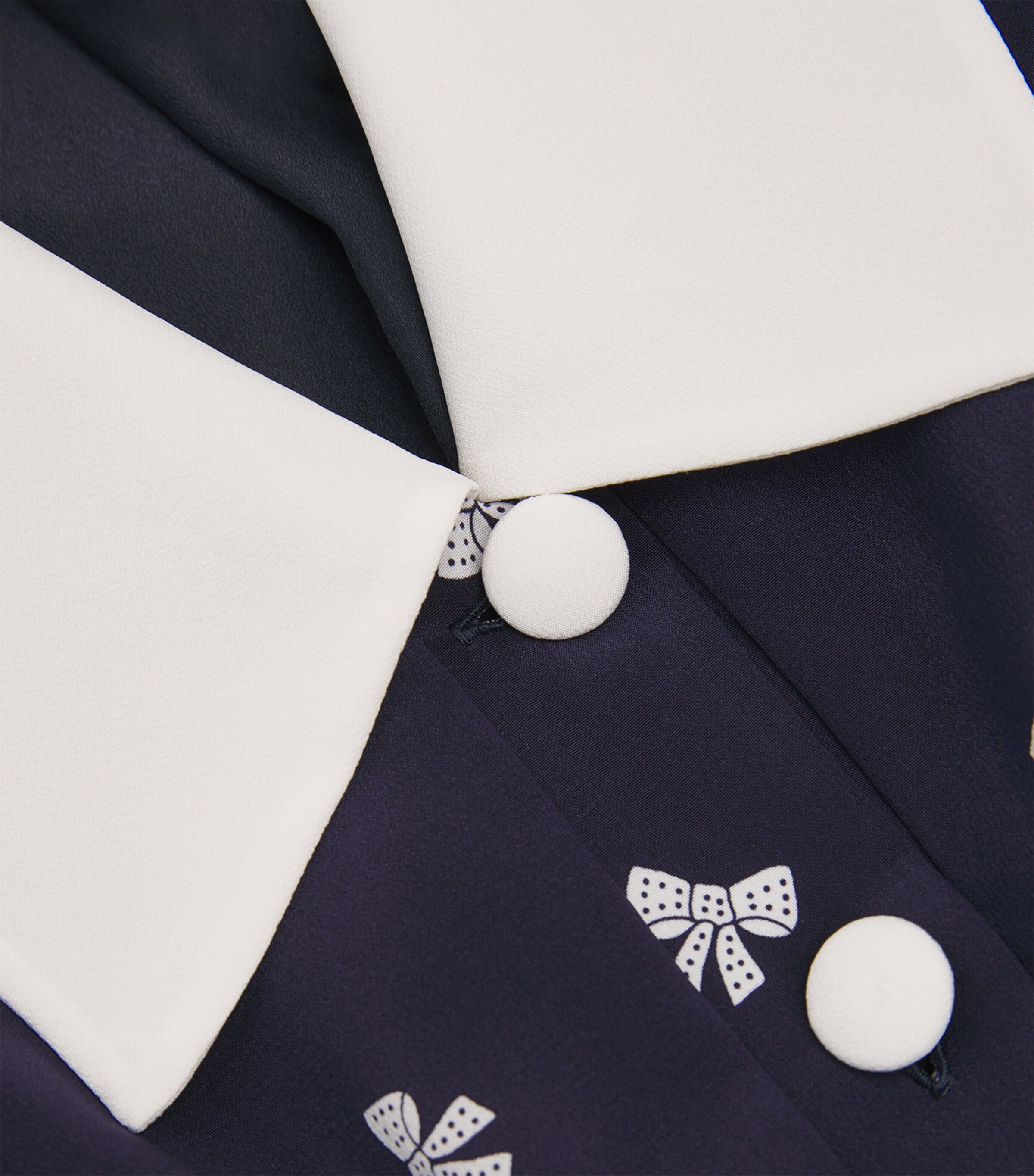 Silk Bow Midi Dress 1844 NAVY BLUE-WHITE Image 4