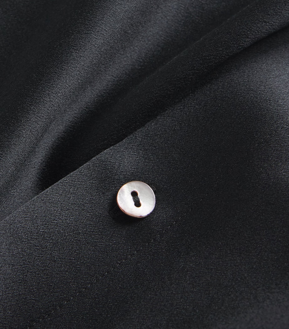 Ruched-Back Button-Up Blouse 001BLK-BLACK Image 5