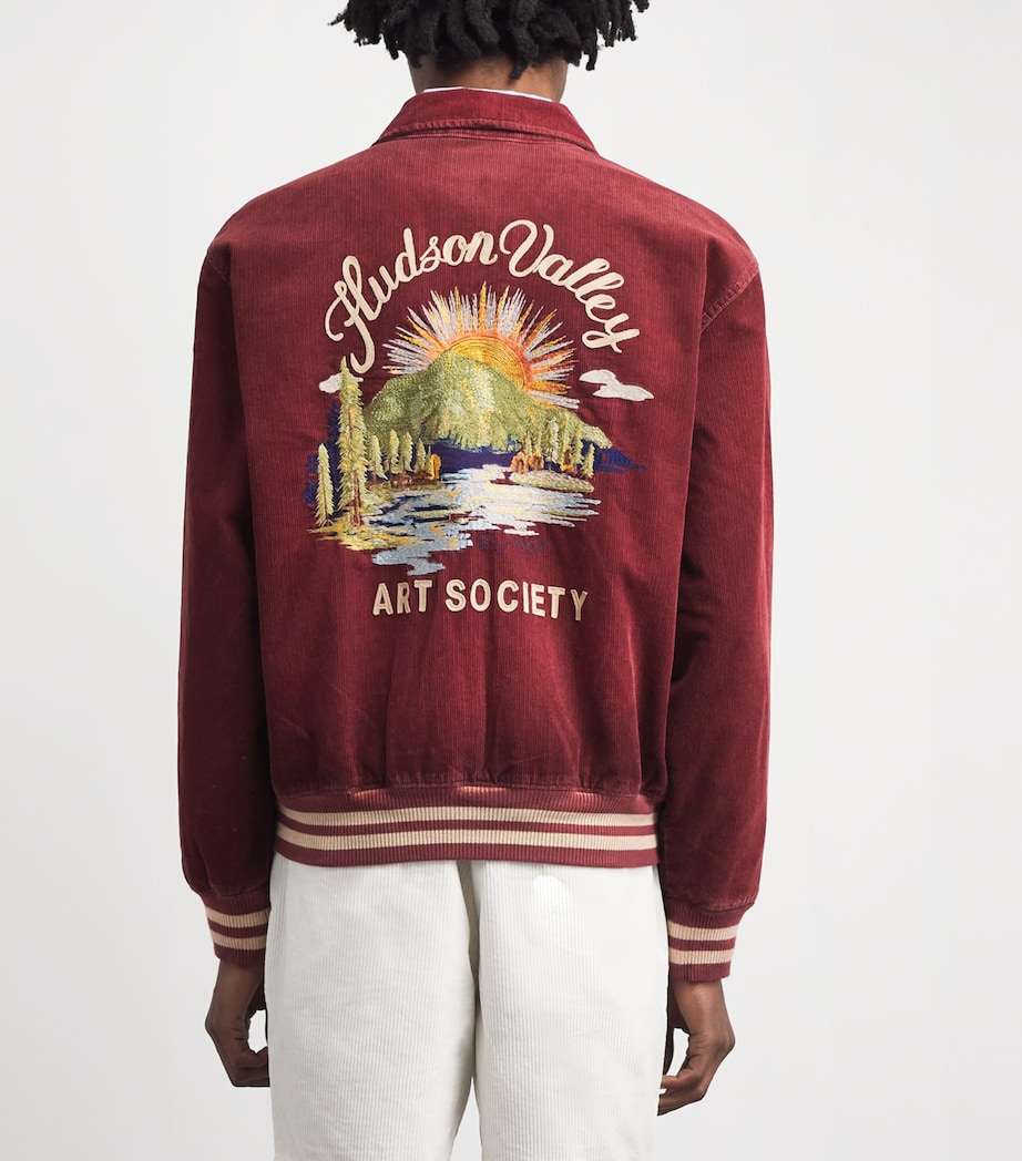 Polo Ralph Lauren Mens Corduroy Embroidered Track Jacket Red Image 5