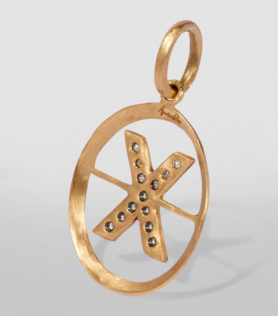 Yellow Gold and Diamond Initial X Pendant YELLOW GOLD Image 2
