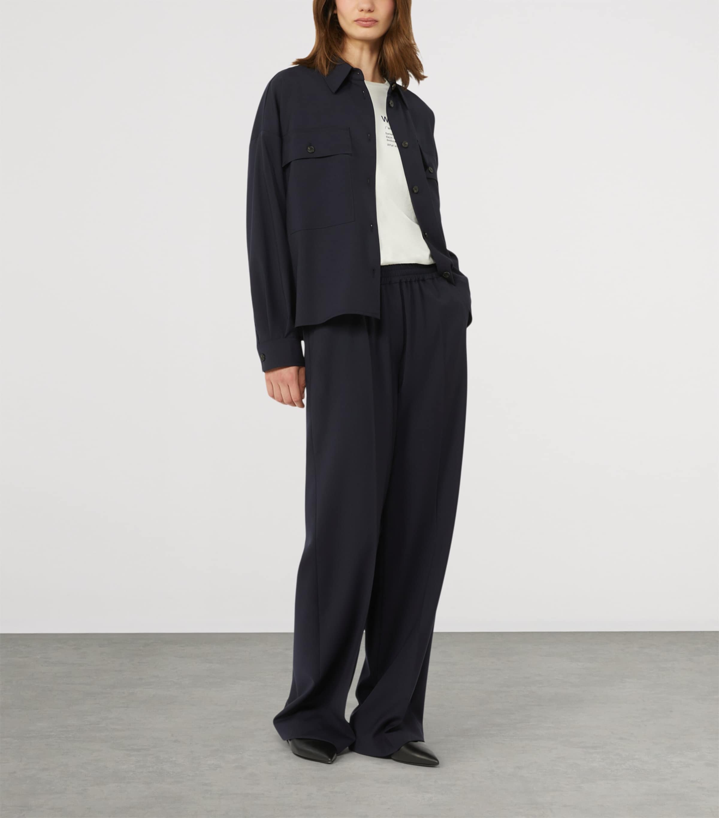 Weekend Max Mara Womens Virgin Wool Straight-Leg Trousers Navy Image 2