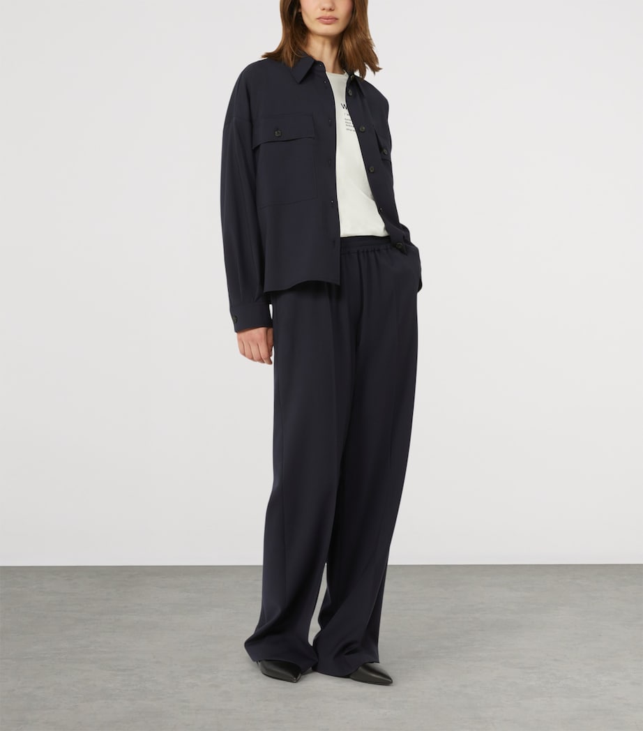 Weekend Max Mara Womens Virgin Wool Straight-Leg Trousers Navy Image 2