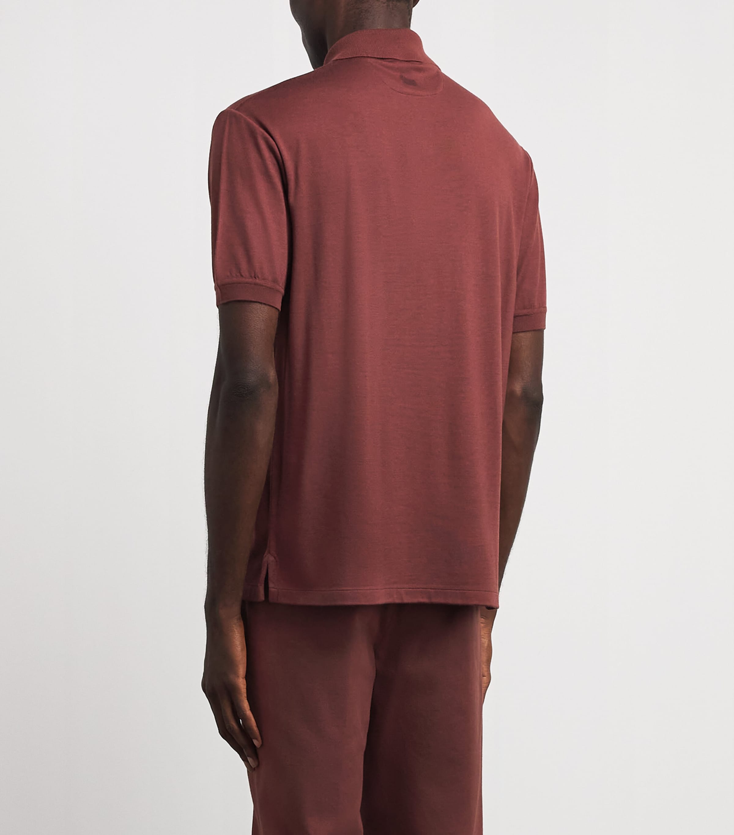 Colombo Mens Kid Wool Polo Shirt Wine Image 5