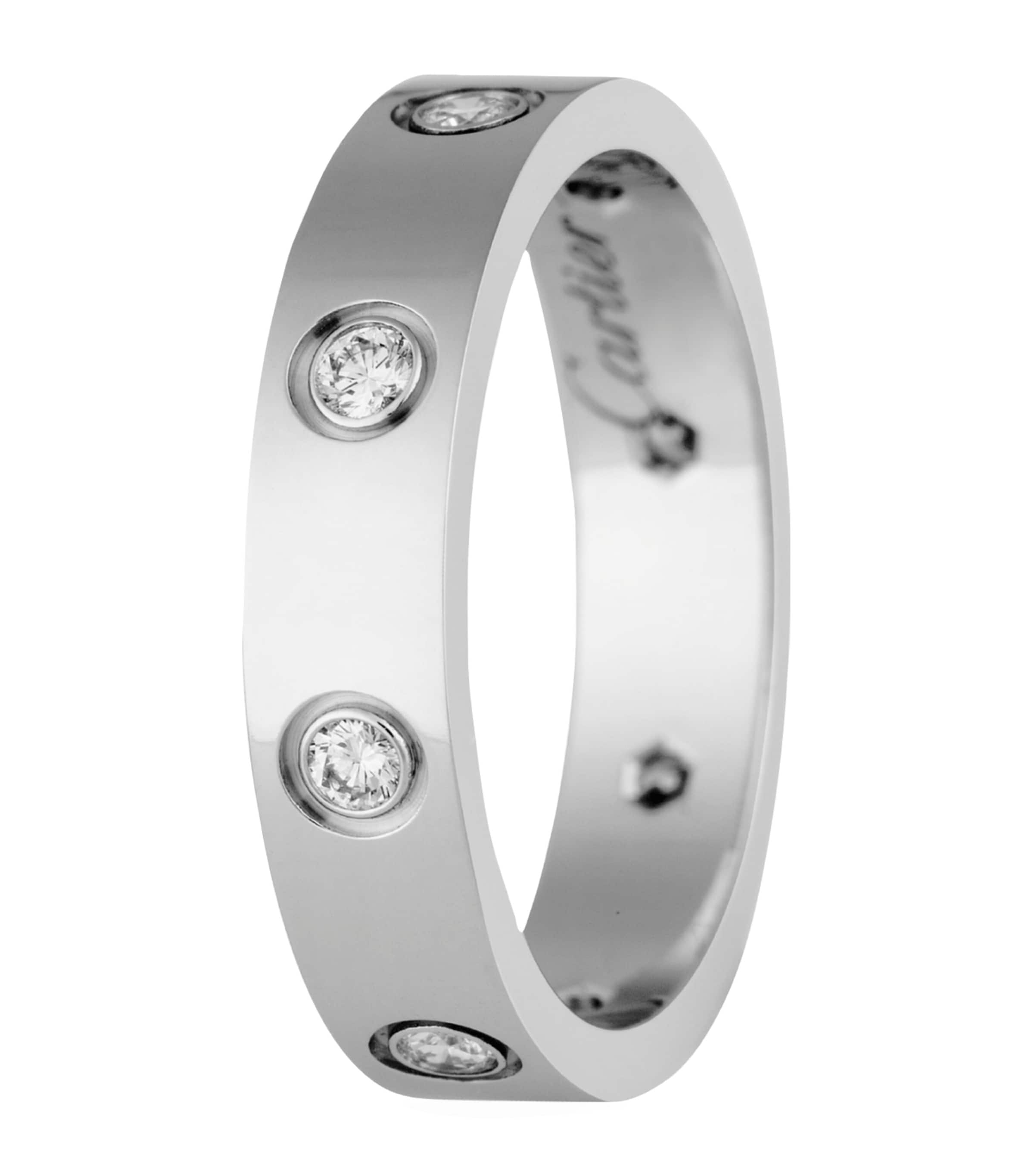 White Gold and Diamond LOVE Wedding Band MULTI Image 4
