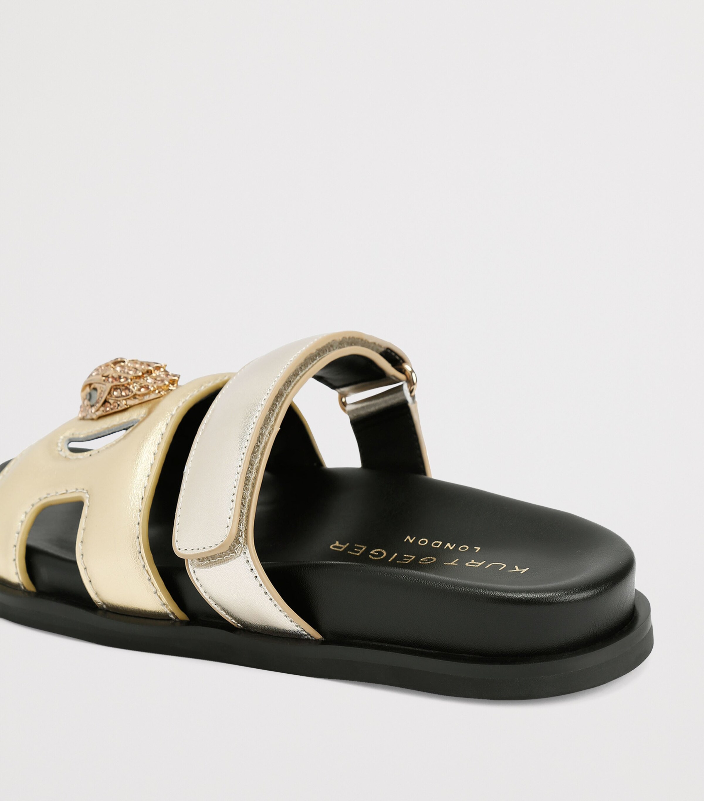 Kurt Geiger London Leather Cut Out Sandals Gold Comb Image 2