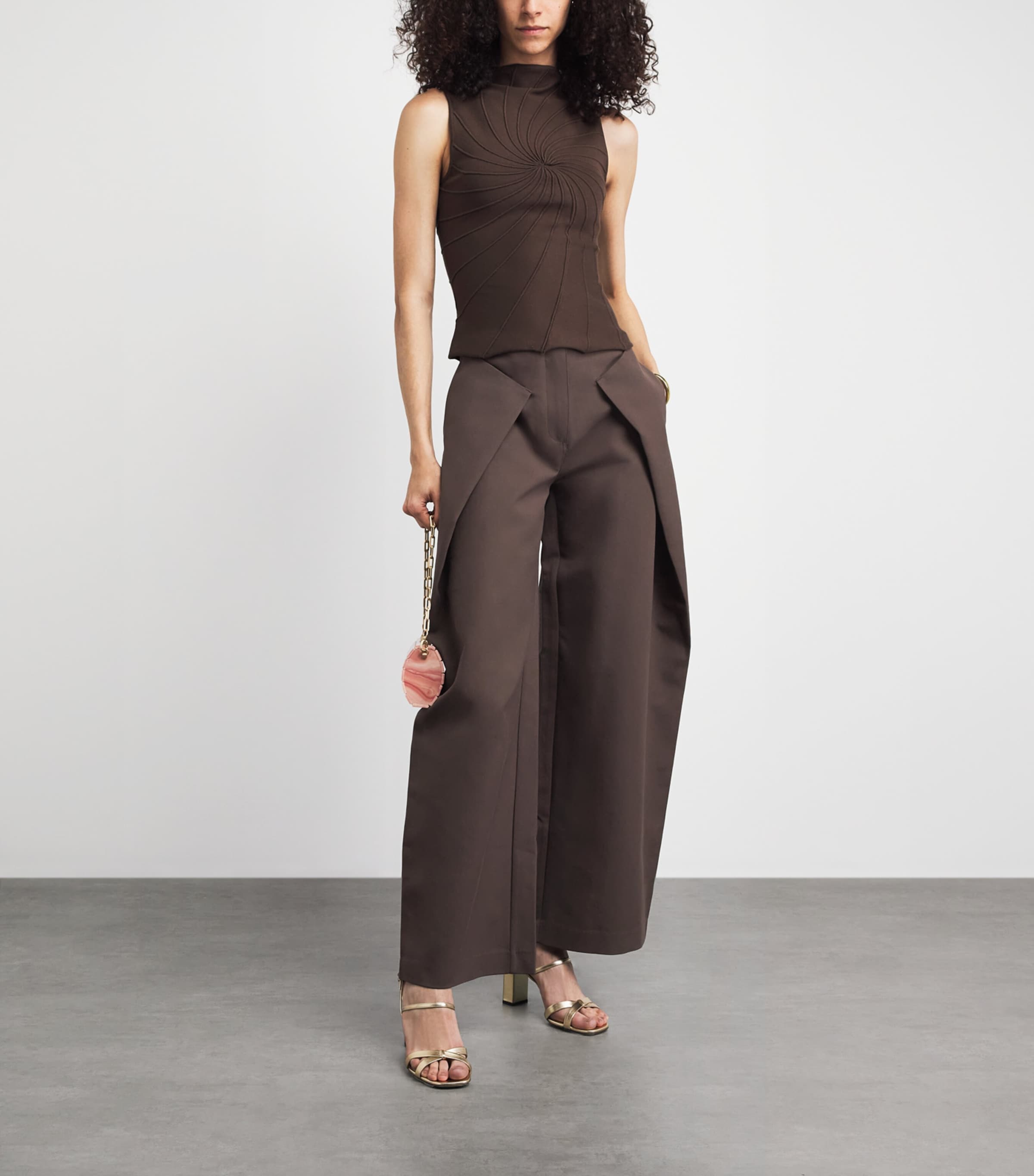 Cult Gaia Womens Pleated Arden Barrel-Leg Trousers Luwak Image 2