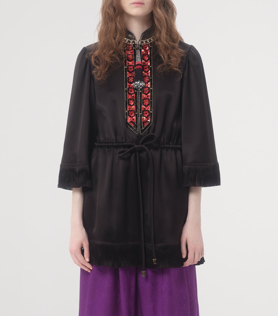 Silk Fringe-Trim Top K92 Image 2