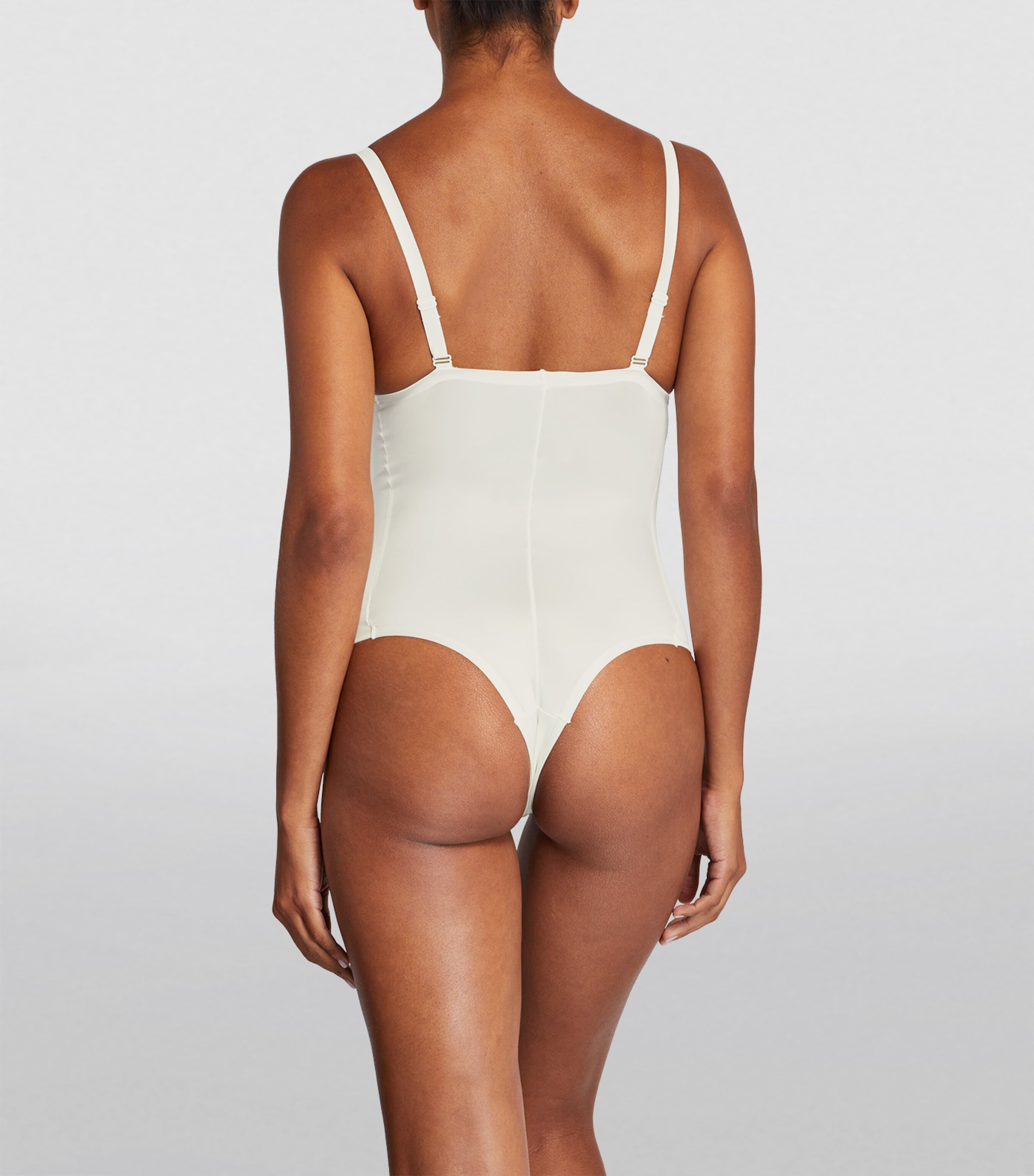 Shaping Satin Thong Bodysuit - Light Control LINEN Image 3