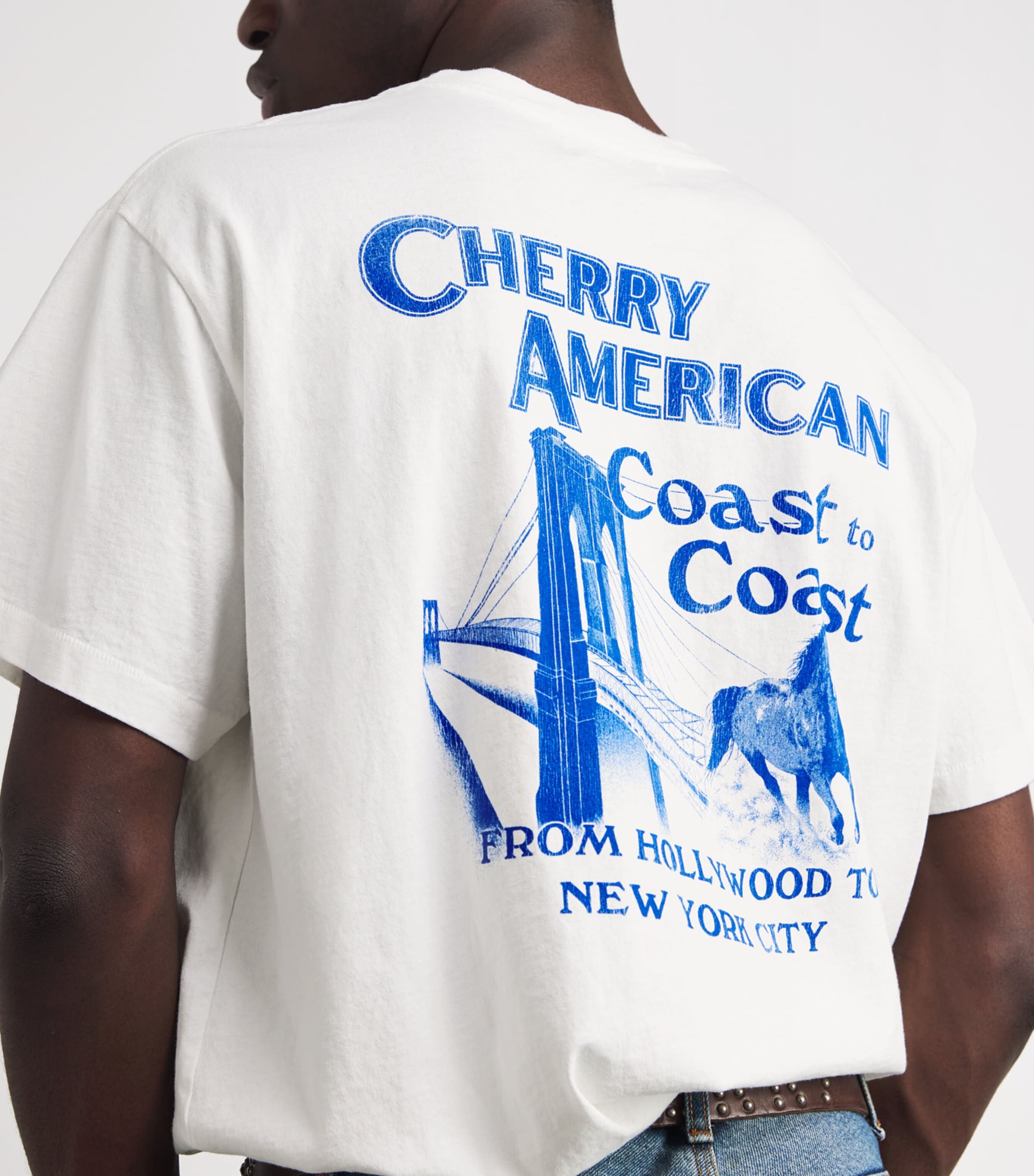 Cotton Logo Print Coast to Coast T-Shirt VINTAGE WHITE Image 6
