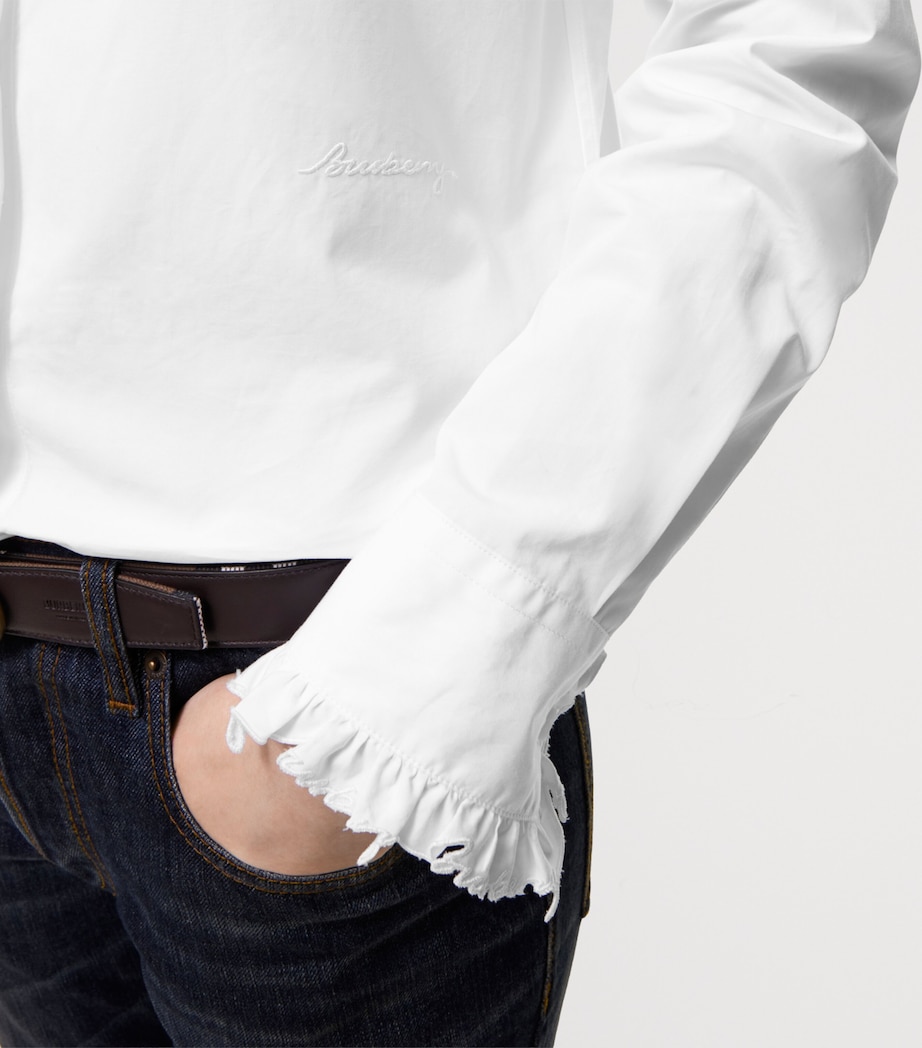 Burberry Womens Cotton Poplin Ruffle Shirt Optic White Image 4