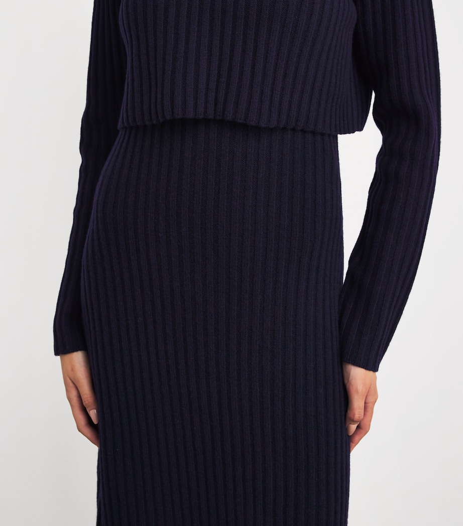 Wool Ribbed Maxi Dress NAVY Image 8