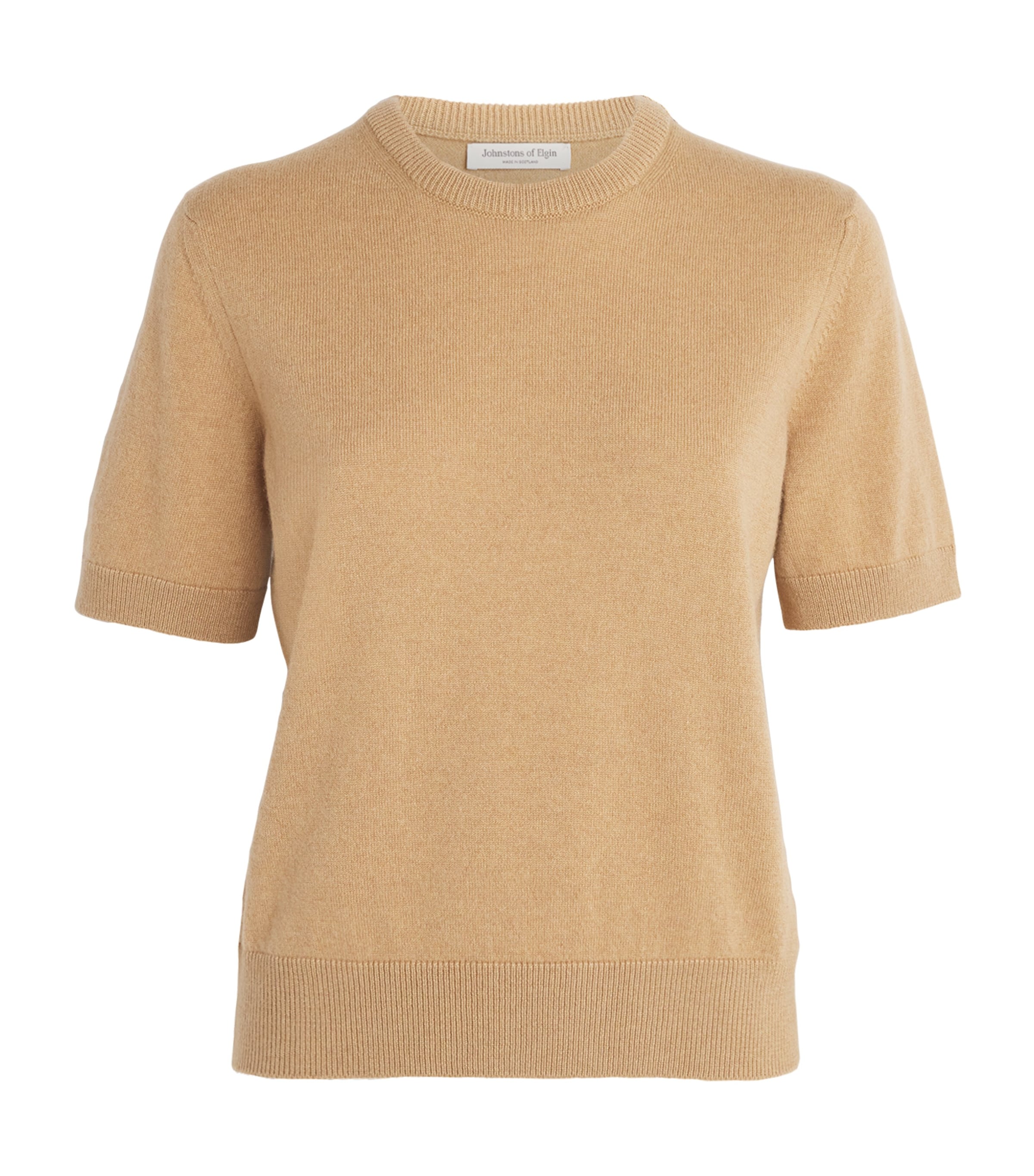 Johnstons Of Elgin Cashmere Short Sleeve Sweater In Brown