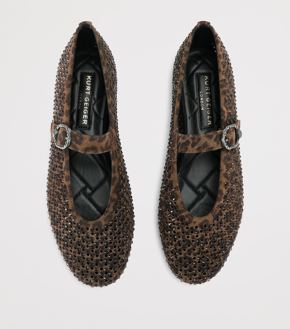 Kurt Geiger London Suede Embellished Mayfair Ballet Flats Brown/oth Image 4
