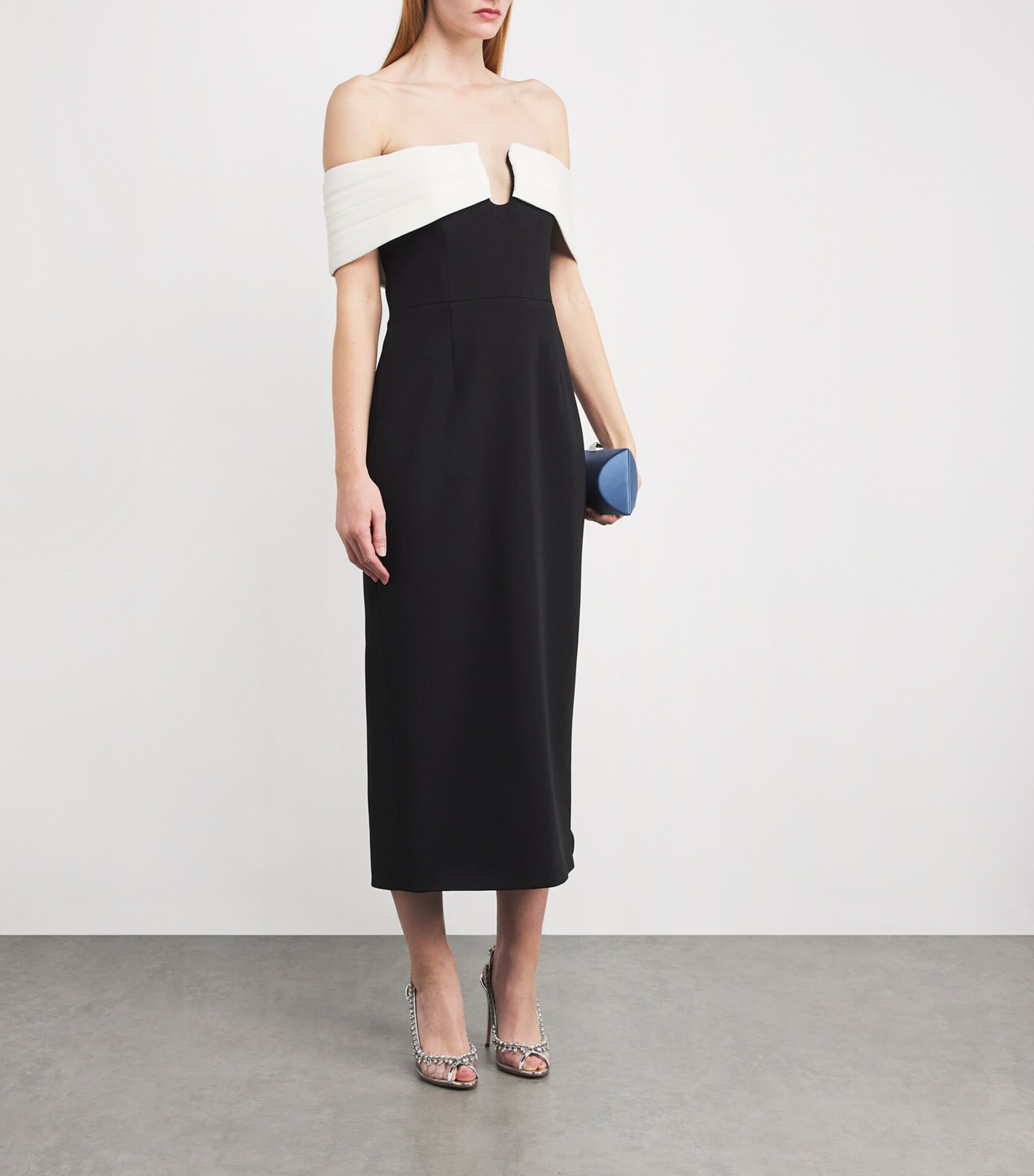 Rachel Gilbert Womens Crepe Aven Midi Dress Black / Ivory Image 2