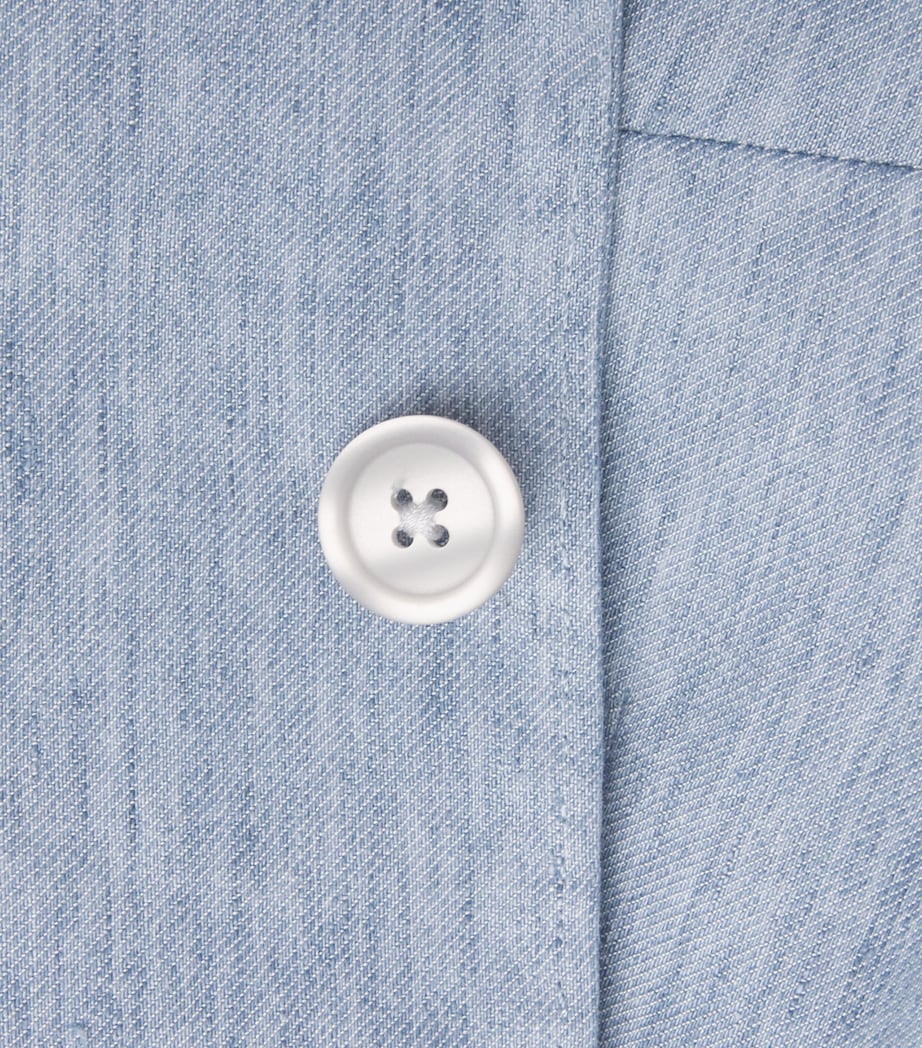BOSS Mens Linen-Lyocell Hanry Blazer Open Blue Image 6