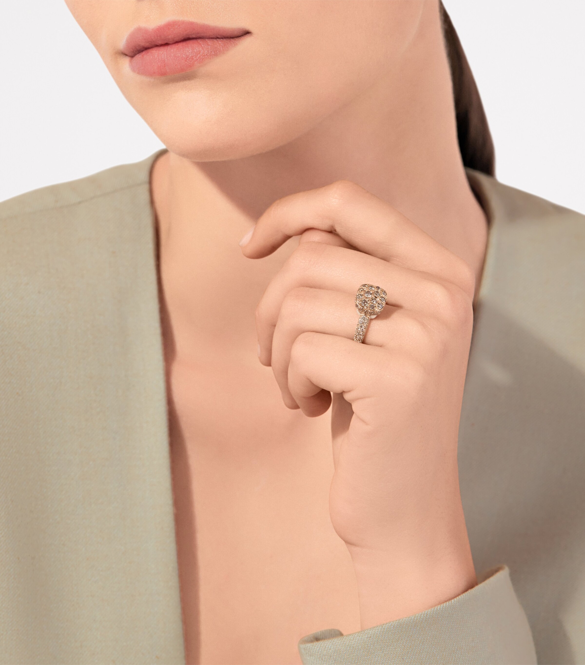 Mixed Gold and Brown Diamond Nudo Solitaire Ring DBR00 Image 4