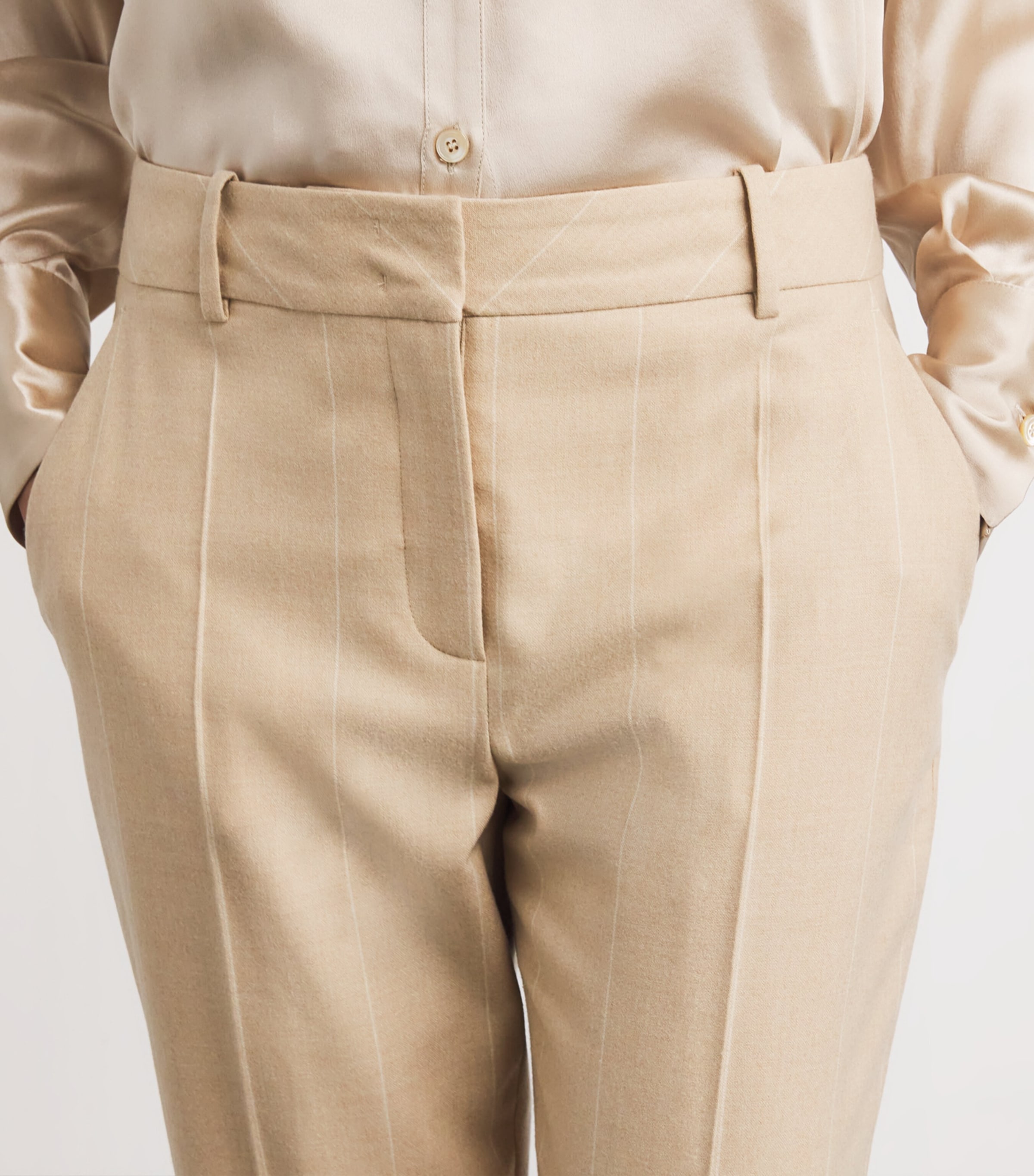 Wool Stripe Straight Trousers SABBIA Image 6