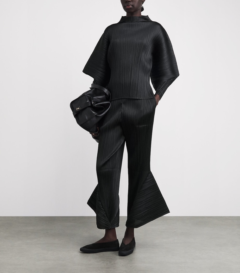 Pleats Please Issey Miyake Womens Skyline Wide-Leg Trousers Black Image 2