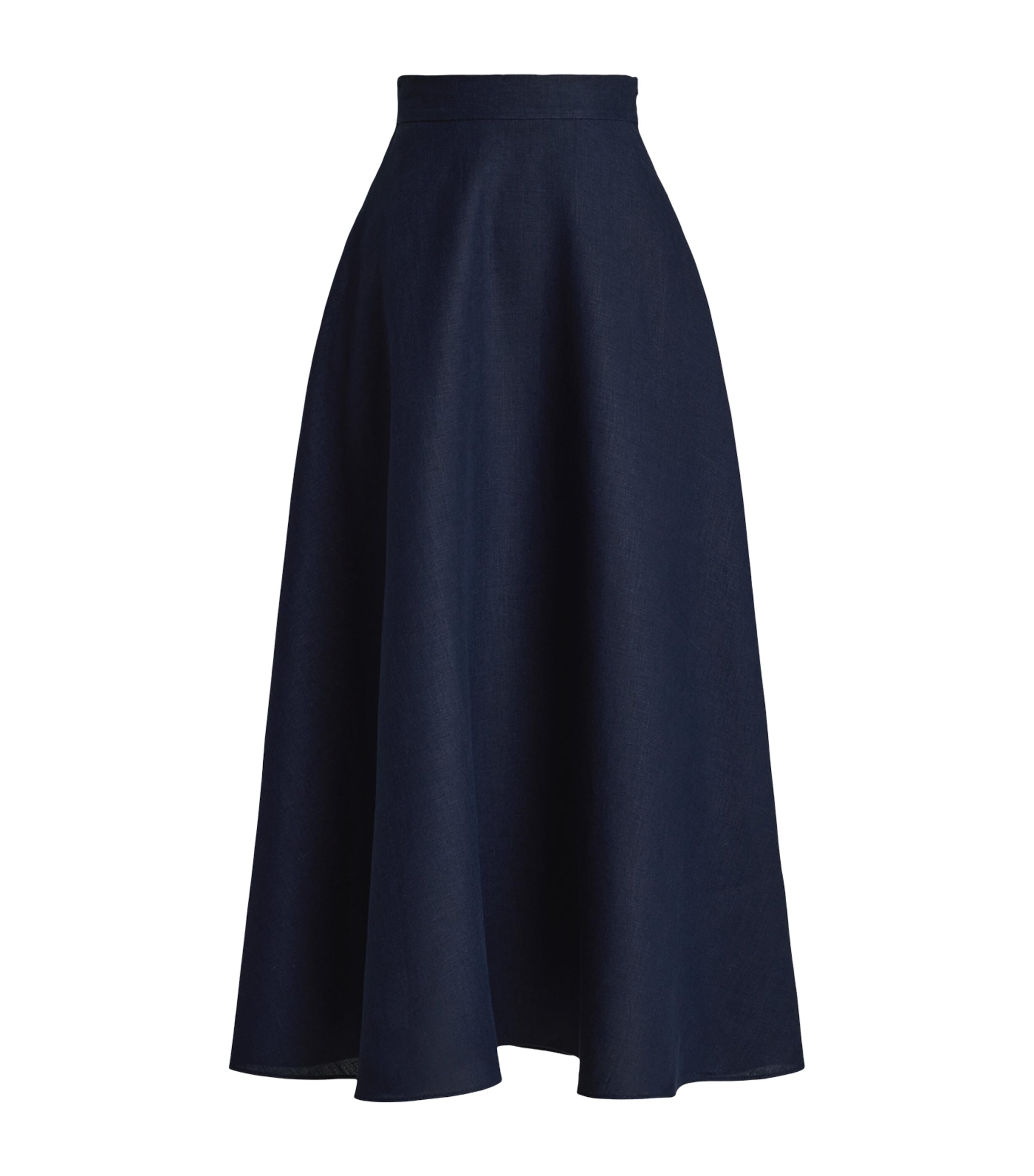 Ralph Lauren Linen Erica Midi Skirt In Navy