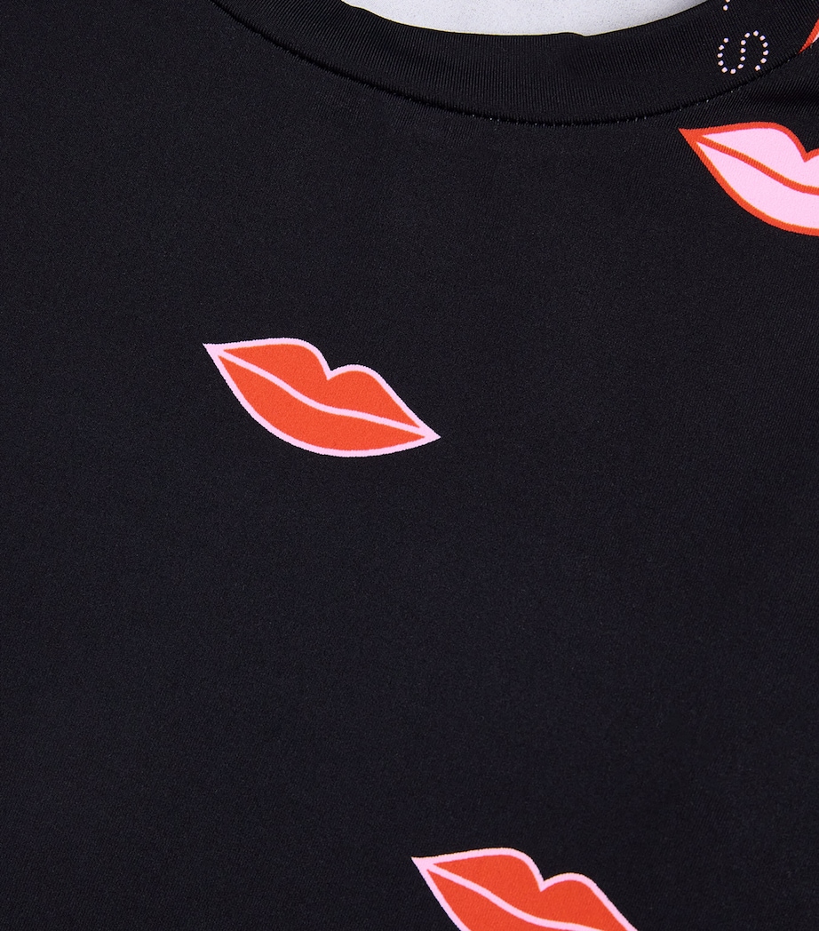 Lip Print Crop Top (4-14+ Years) 930MCBLACK/COLOURFUL Image 3
