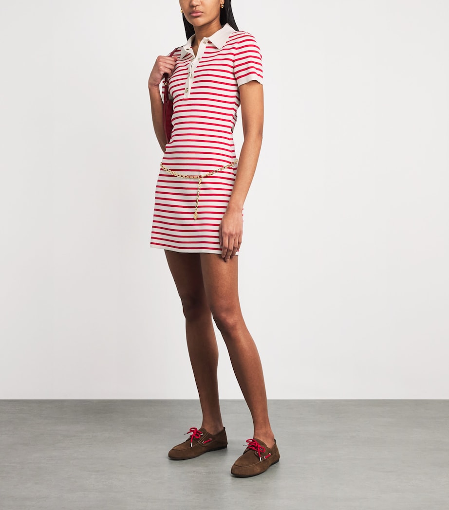 Maje Womens Cotton-Blend Stripe Mini Dress Red Image 2