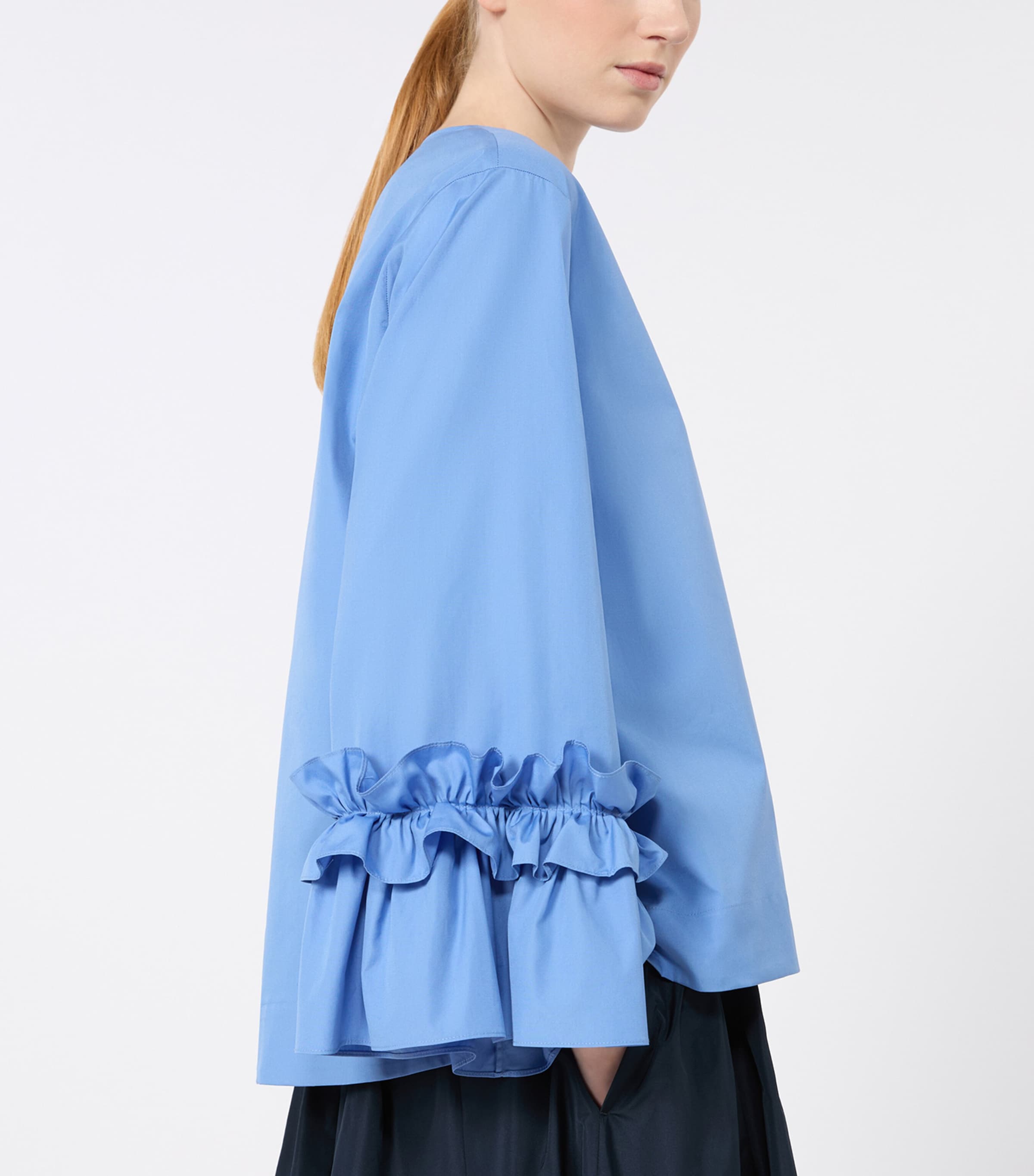 Max Mara Womens Ruffle-Trim Blouse Light Blue Image 5